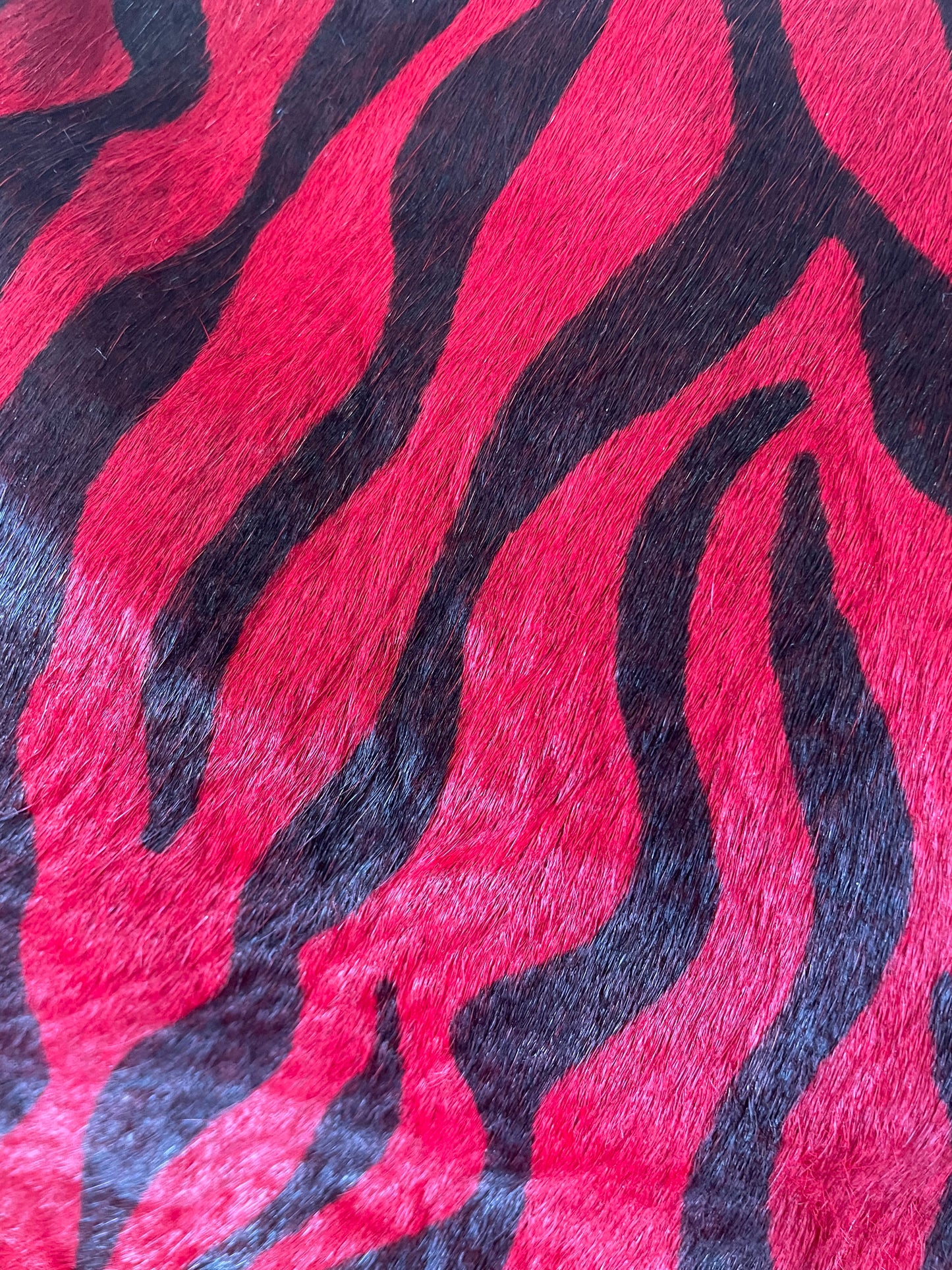 Red and Black Faux Fur Zebra Bag