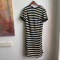 70’s Crocheted Striped Midi Short Sleeve Dress| Large