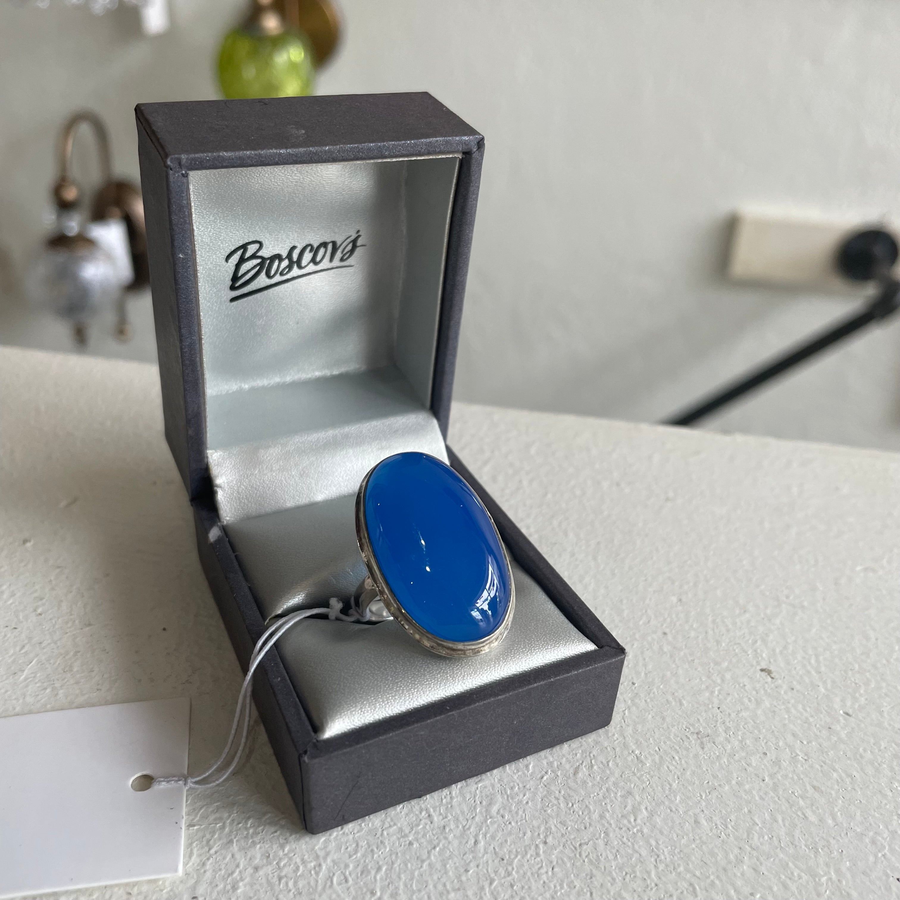 Blue Chalcedony .925 Sterling Silver Ring Size 8.5