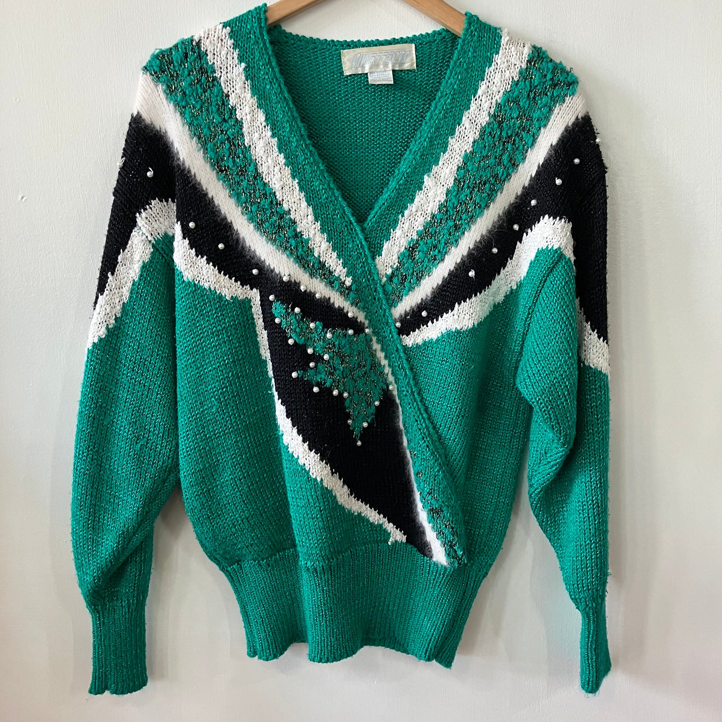 80’s Teal Black & White Sweater