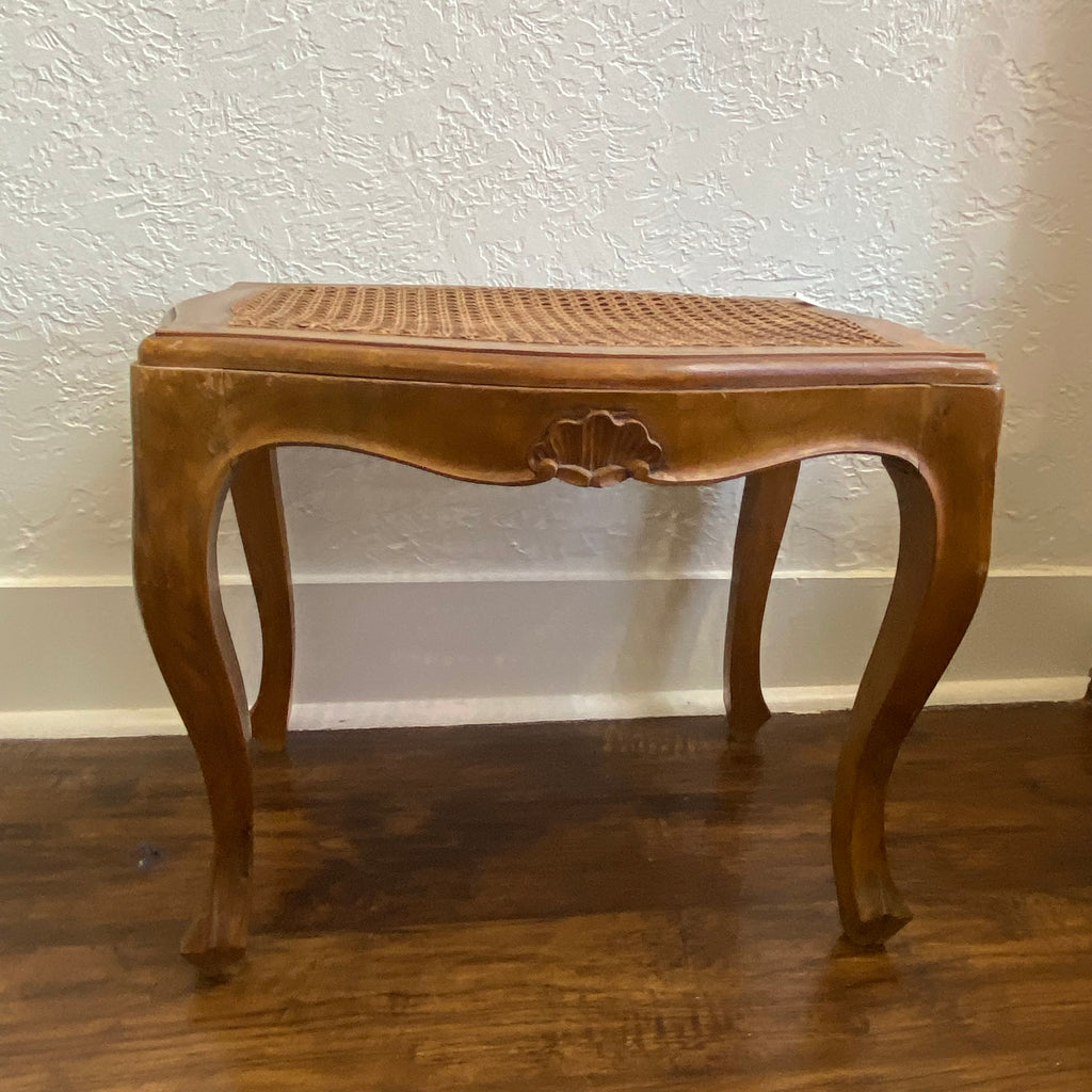 Antique Italian Rococo Foot Stool with Cane Top