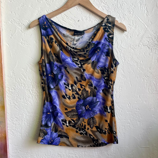 Cowl Neck Floral Tank Top