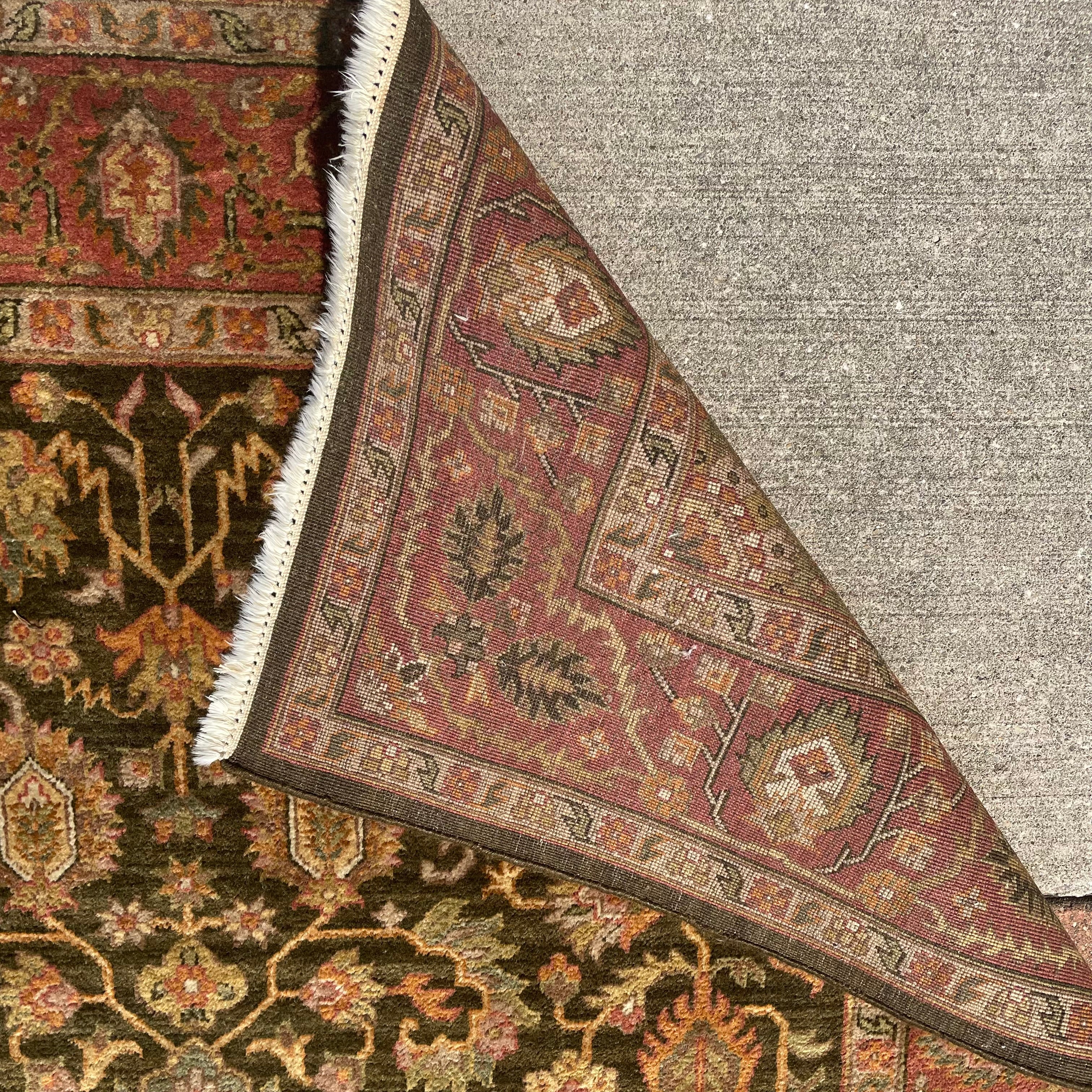 Ethan Allen Heriz Wool Rug in Paprika/Olive 5'6" x 8'6"