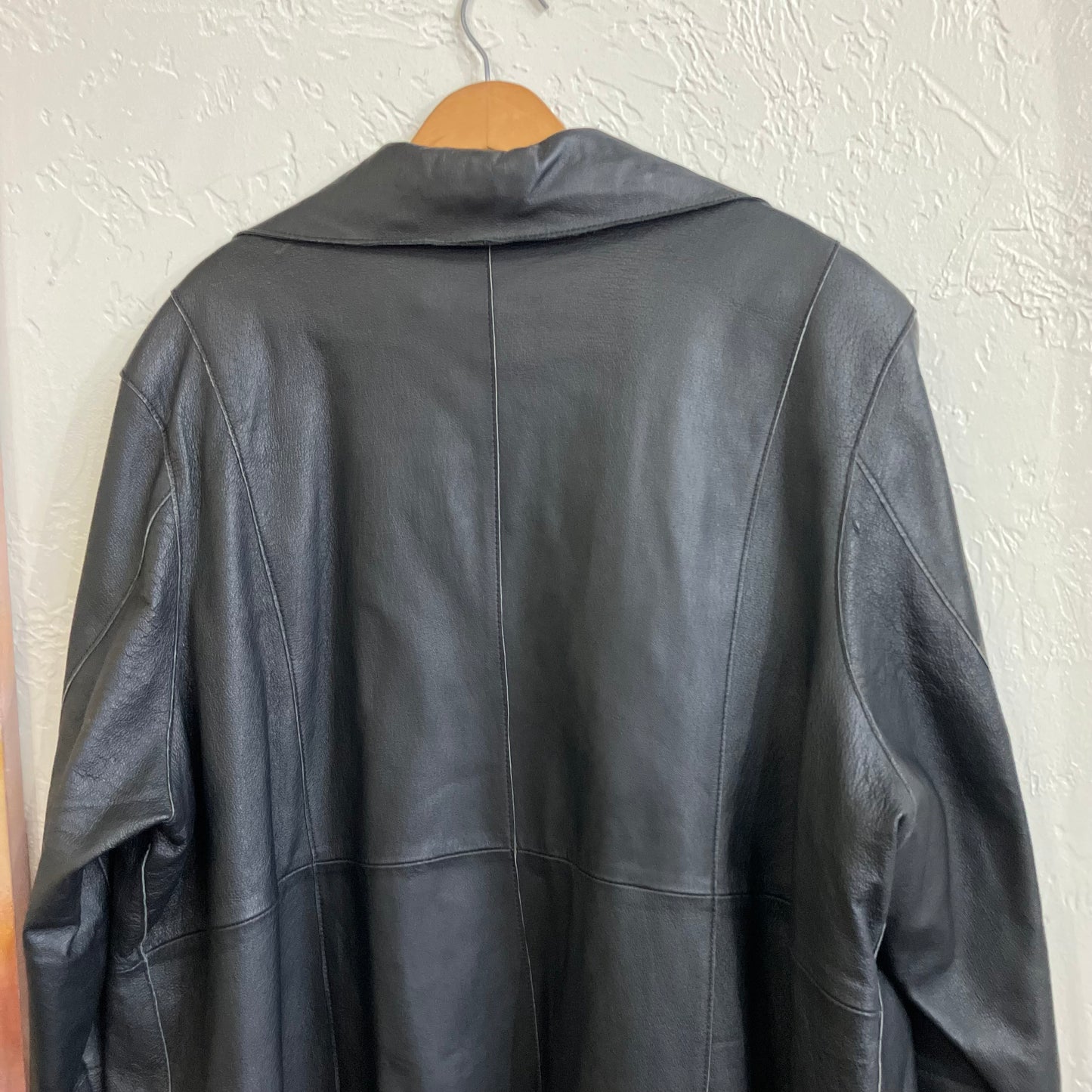 Black Leather Trench Coat | 3X