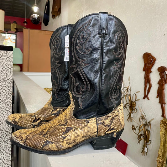 Python and Leather Vintage Cowboy Boots | Size 12