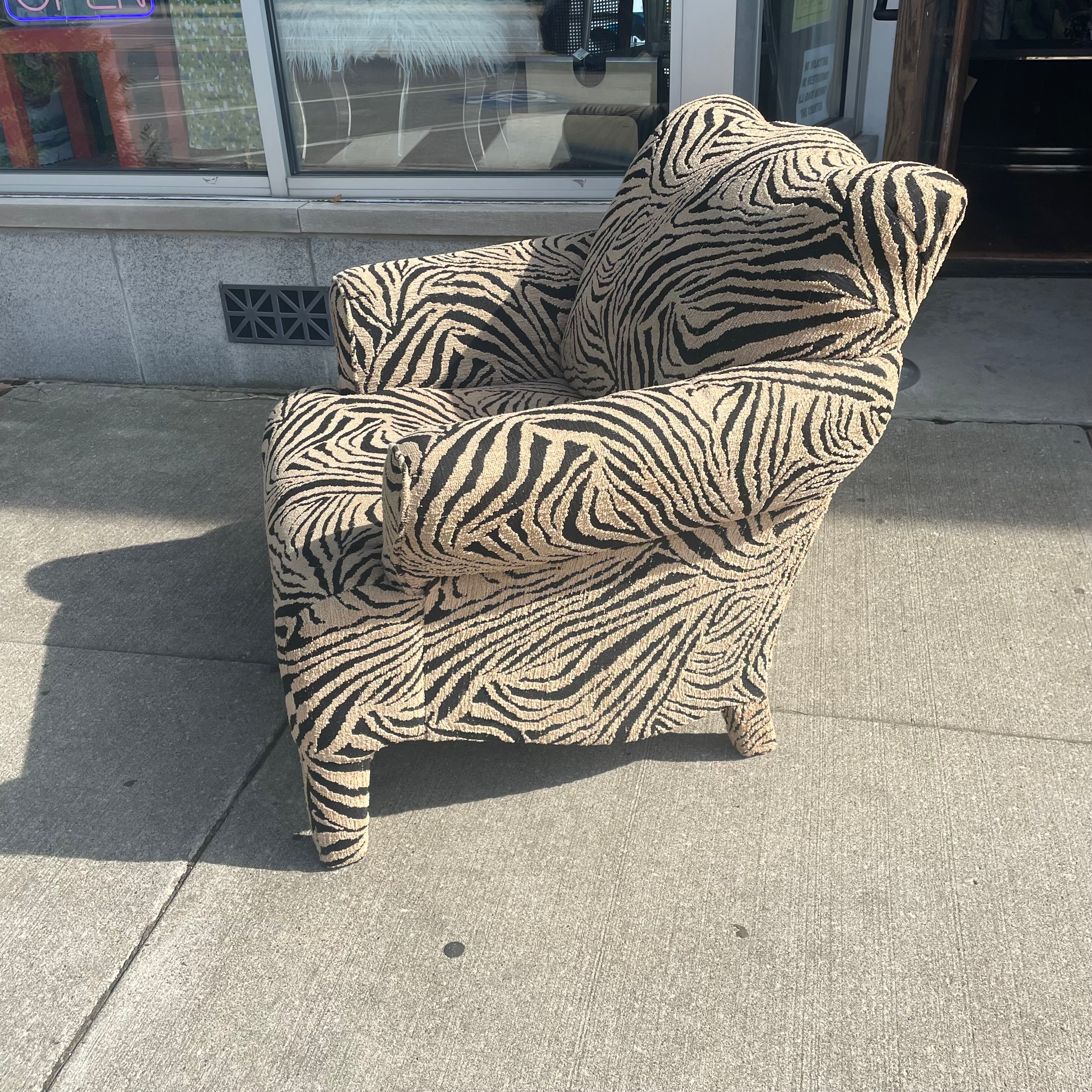 Zebra Print Lounge Chair and Ottoman Set