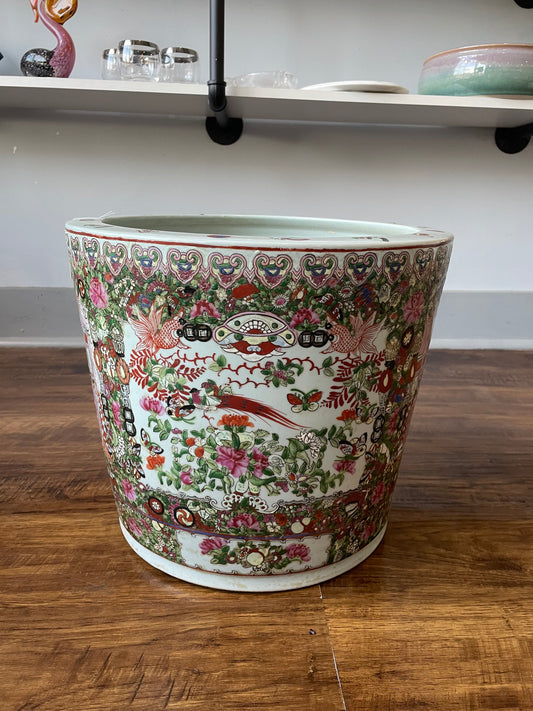 Chinese Porcelain Rose Medallion Planter