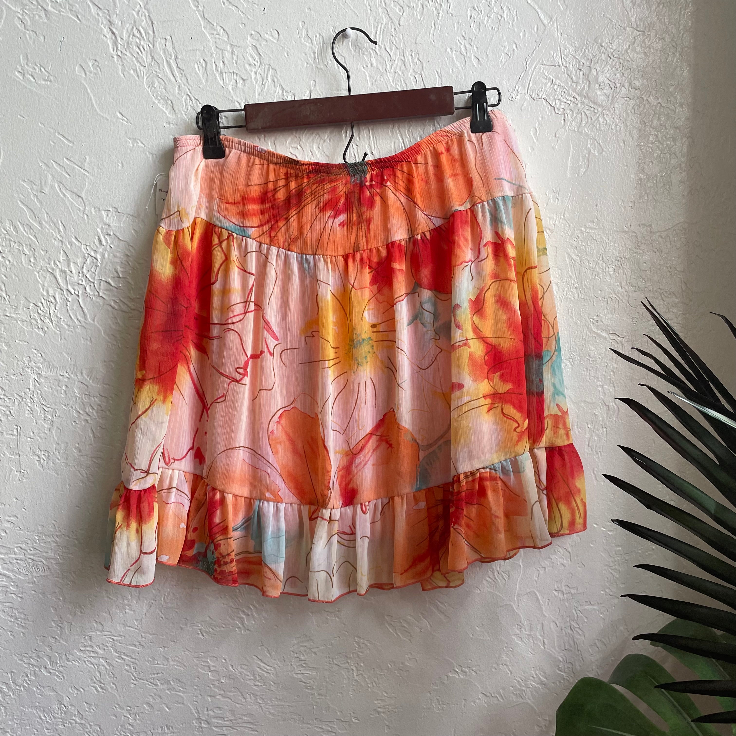 Floral Chiffon Ruffle Skirt