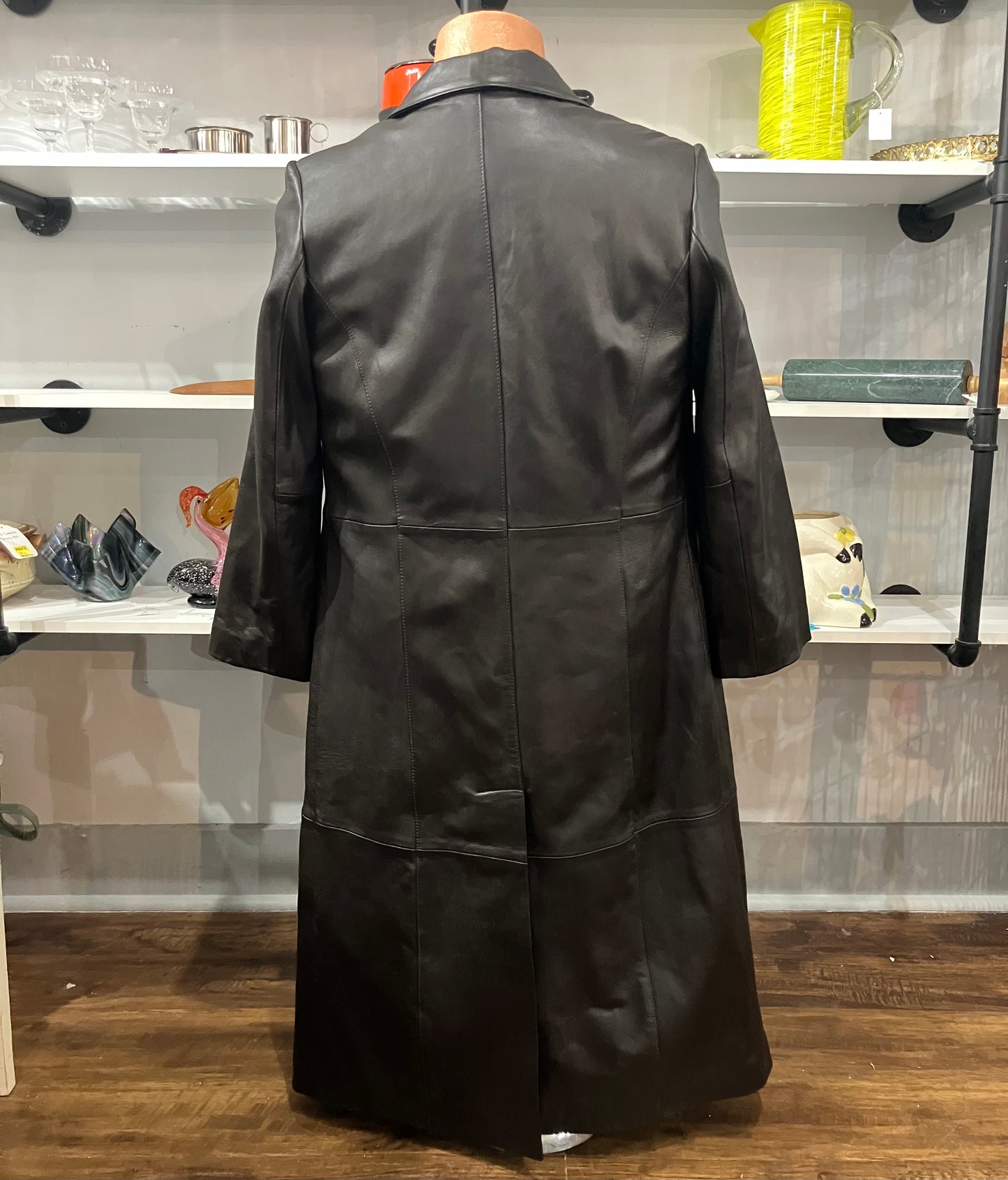 Centigrade Leather Black Trench  Coat XS