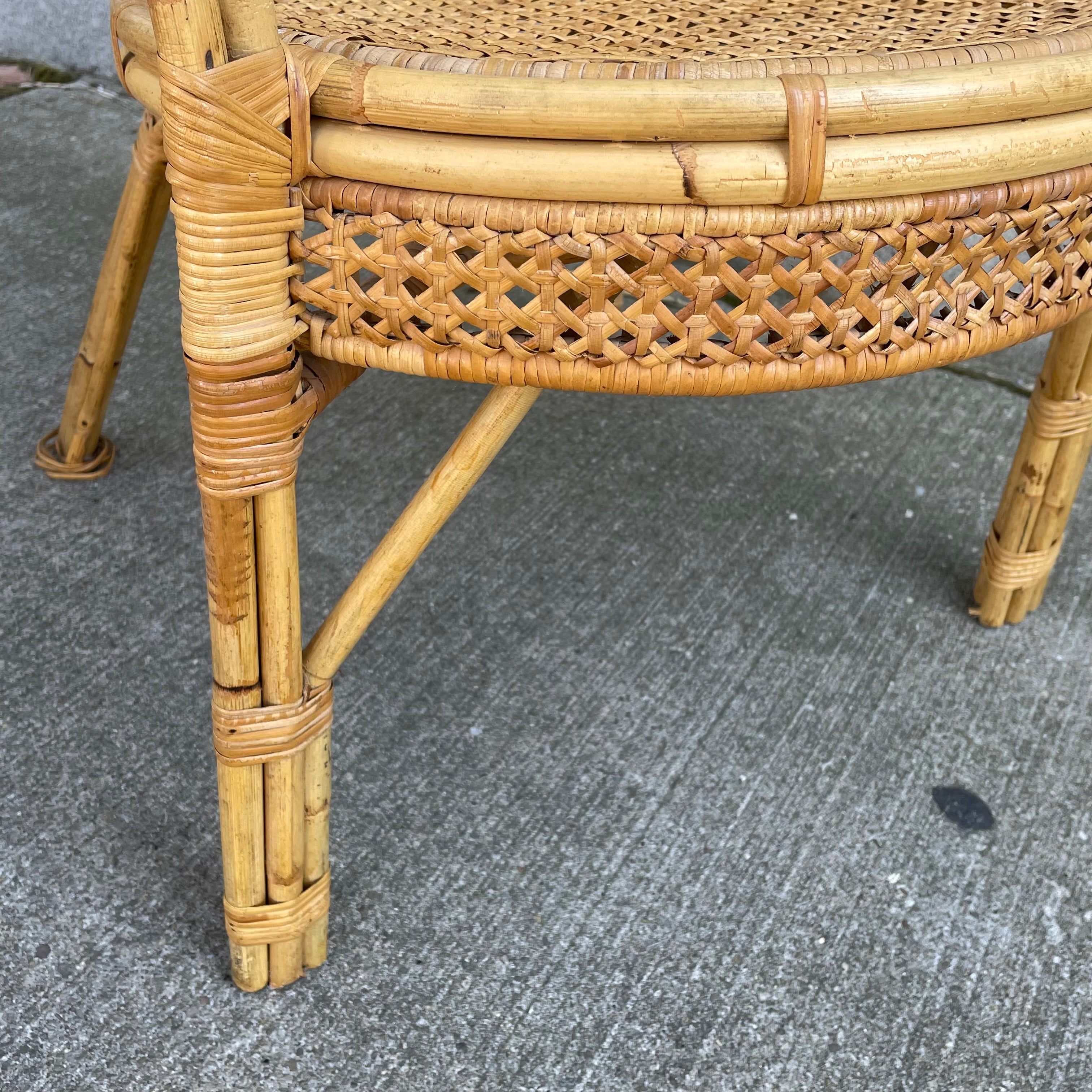 Rattan Bamboo Woven Cane Barrel Chair