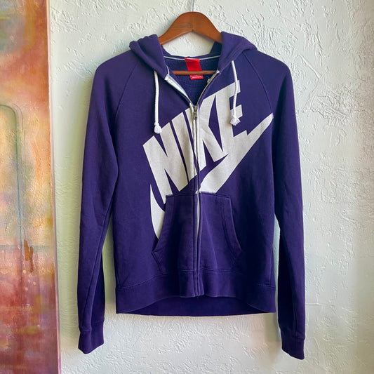 90s Nike Hoodie Red Tag Full Zip Purple Swoosh Classic Vintage Streetwear Medium