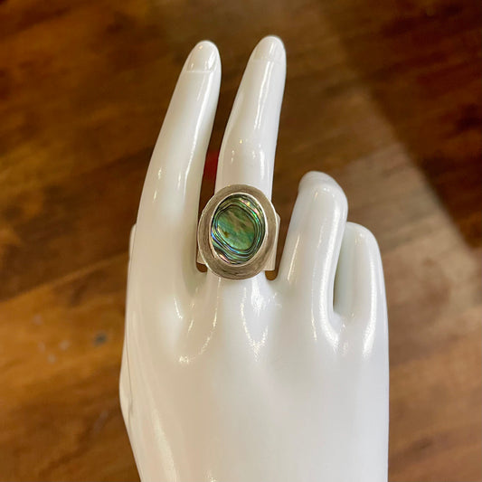 Vintage Mexico Abalone Shell Sterling Silver Ring | Size 10