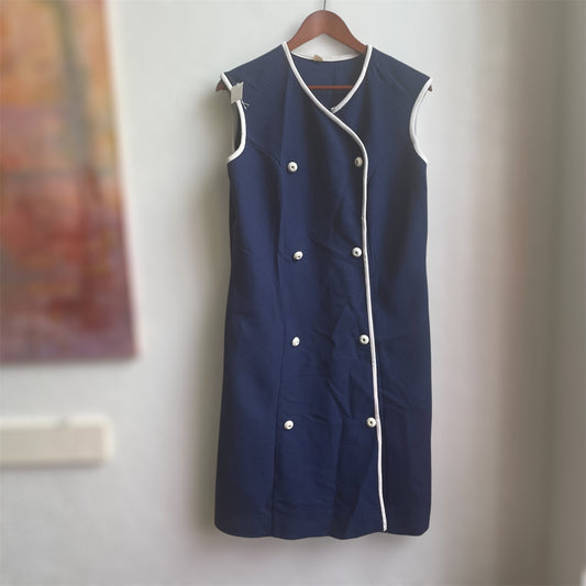 Blue & White Buttoned Dress | XL