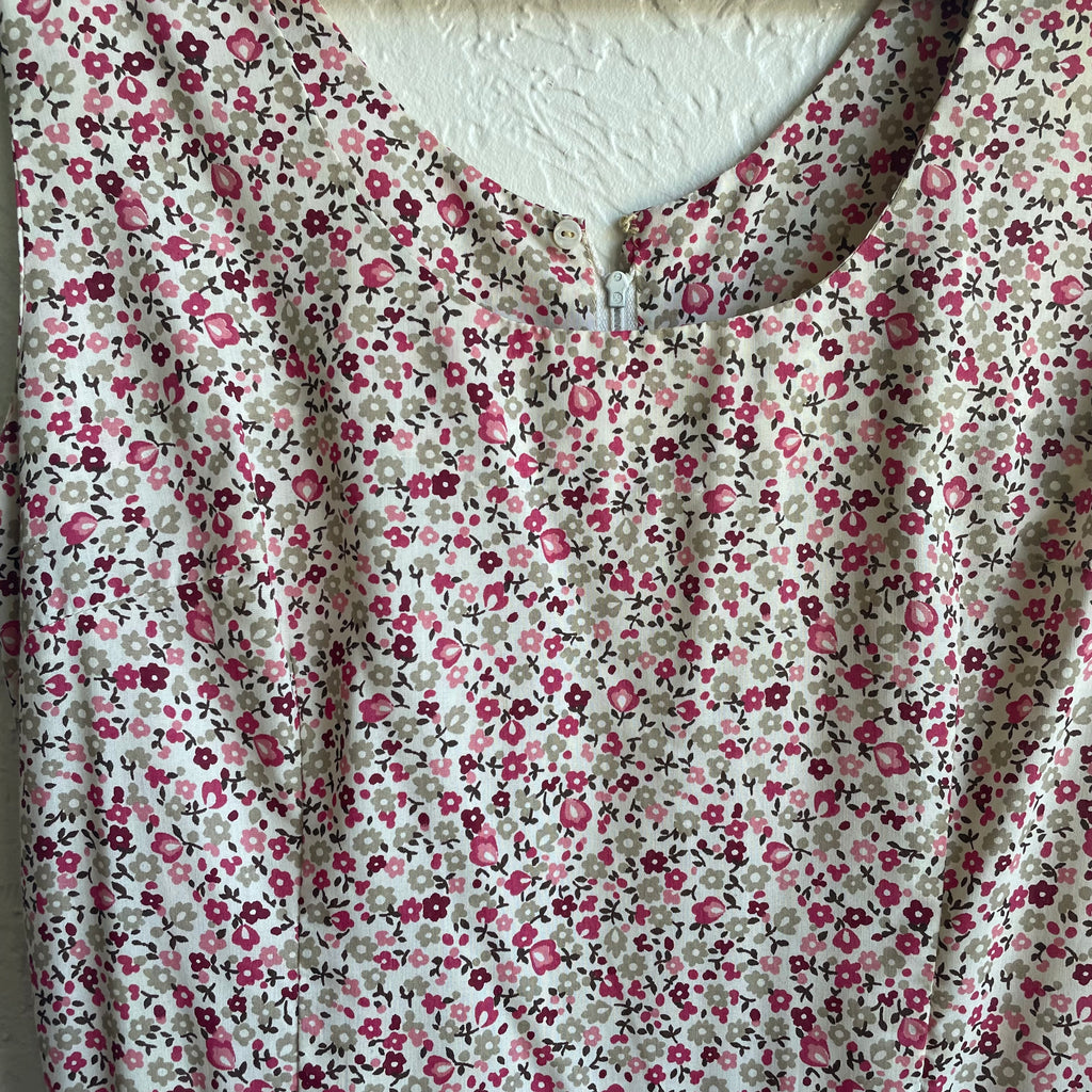 Prairie Style Pink Floral Sleeveless Dress | Small