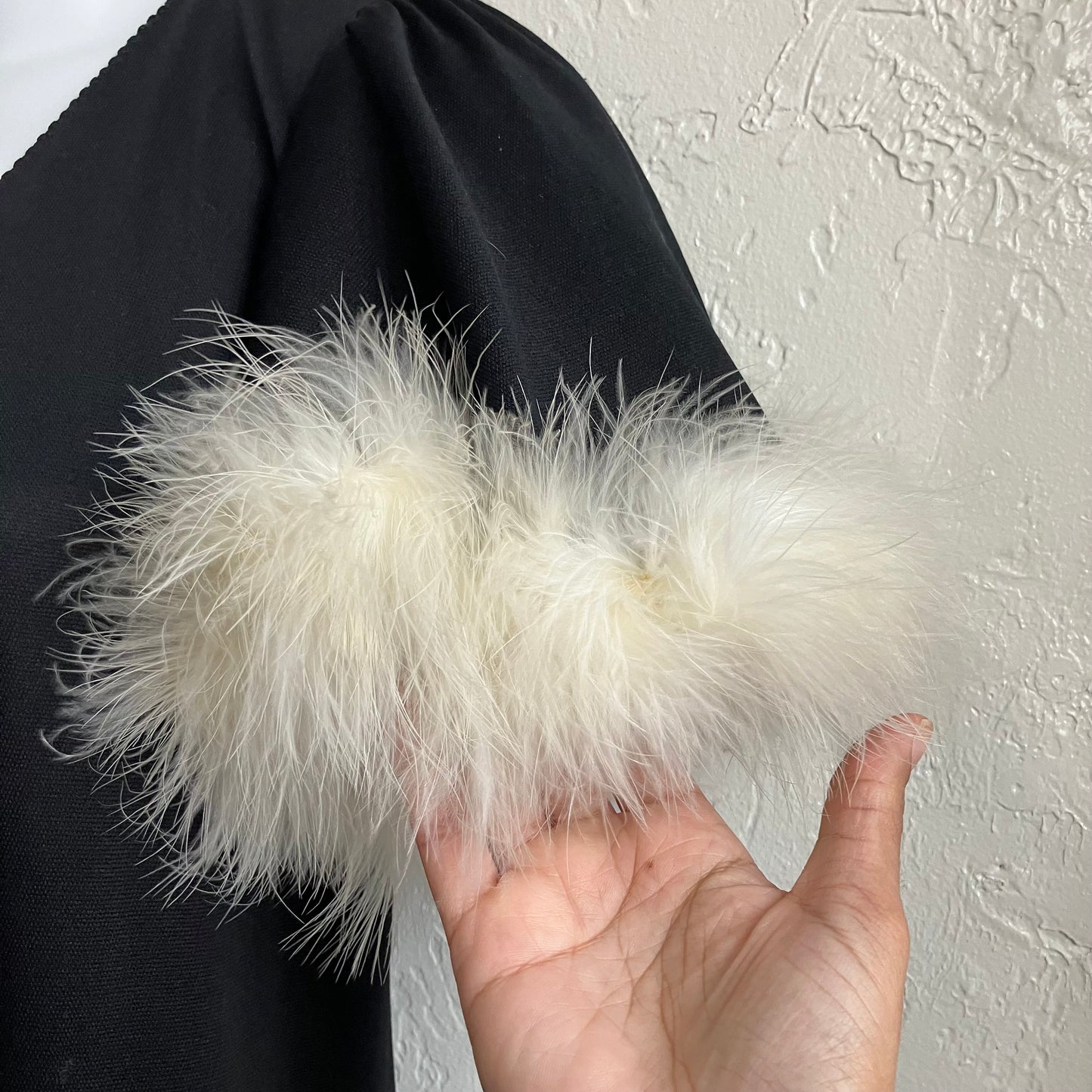 Vintage 70’s Black White Feather Maxi Dress | Medium