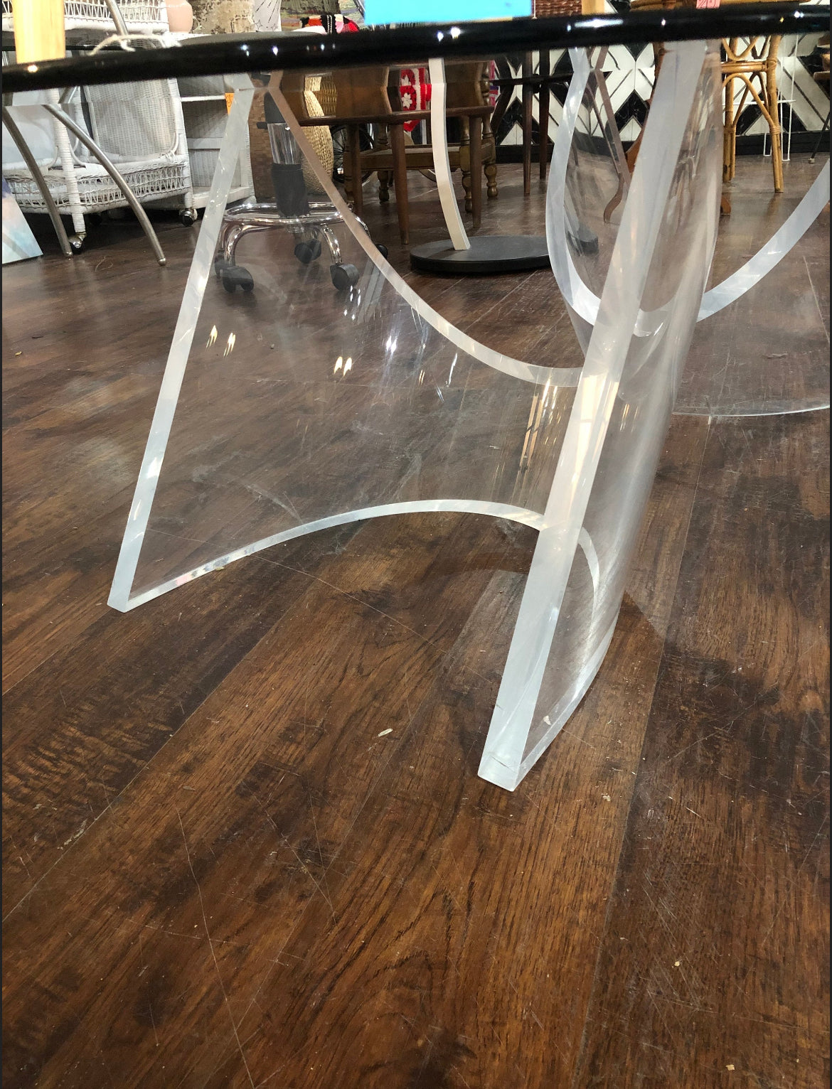 1980s Glass Top & Lucite Base Coffee Table