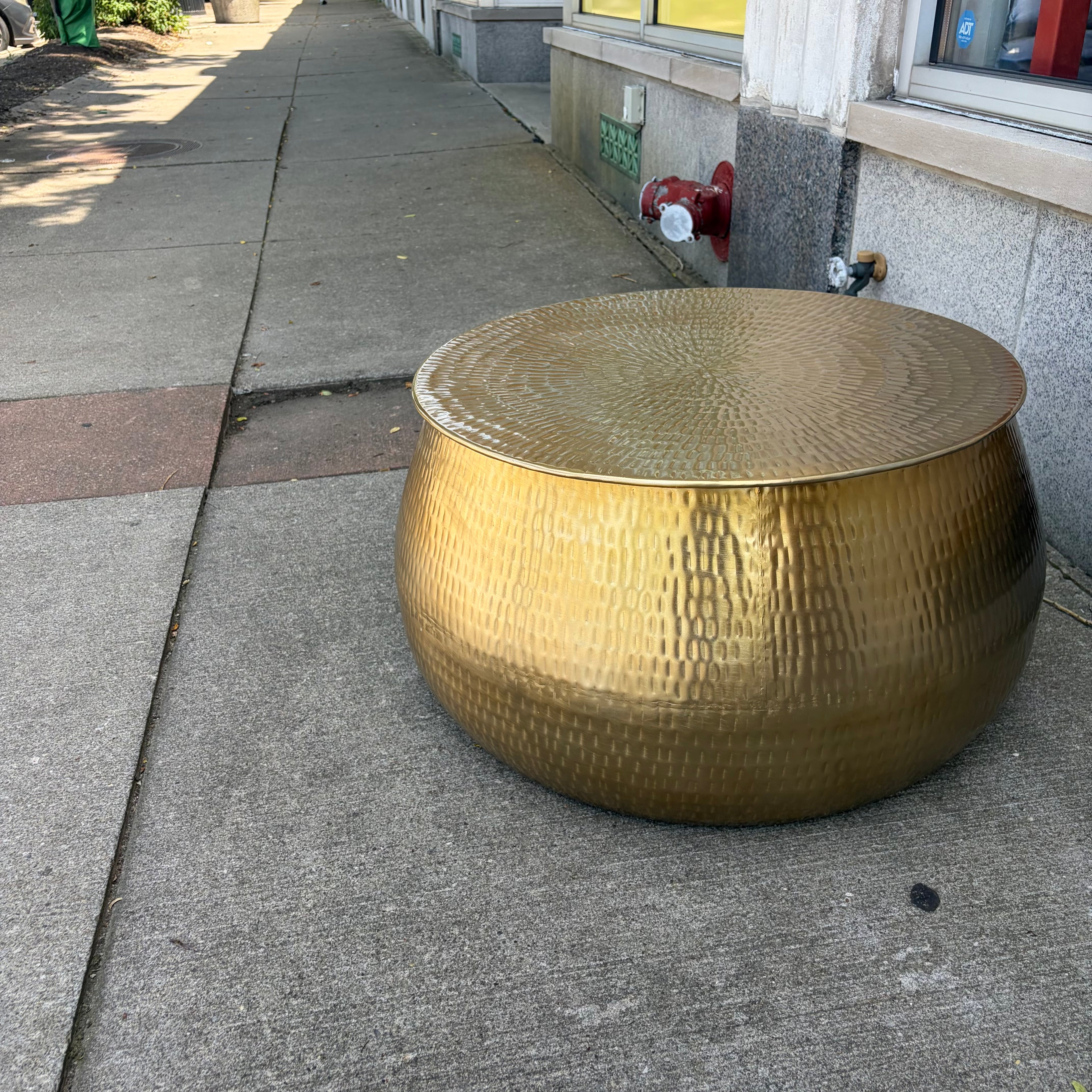 Gold Hammered Metal Coffee Table with Storage