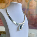 Onyx and Sterling Silver 1980’s Collar Necklace .925 Taxco TG-21