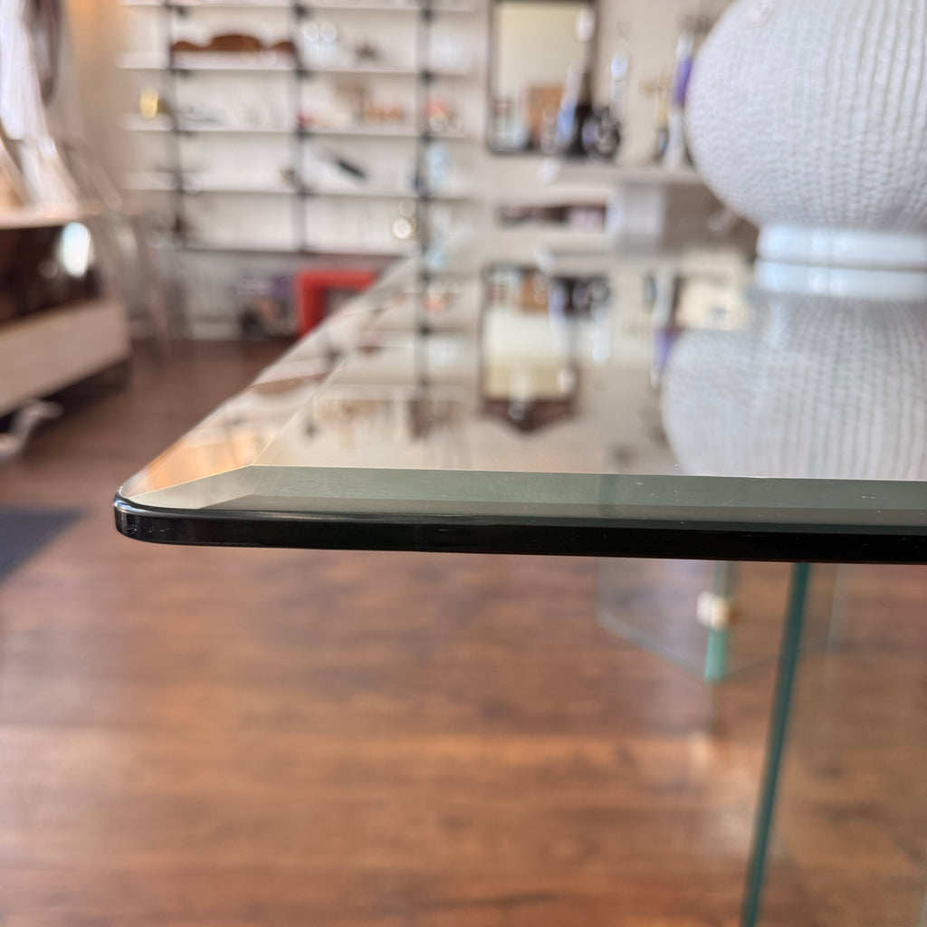 Glass Dining Table Leon Rosen Style for Pace Collection 1980's