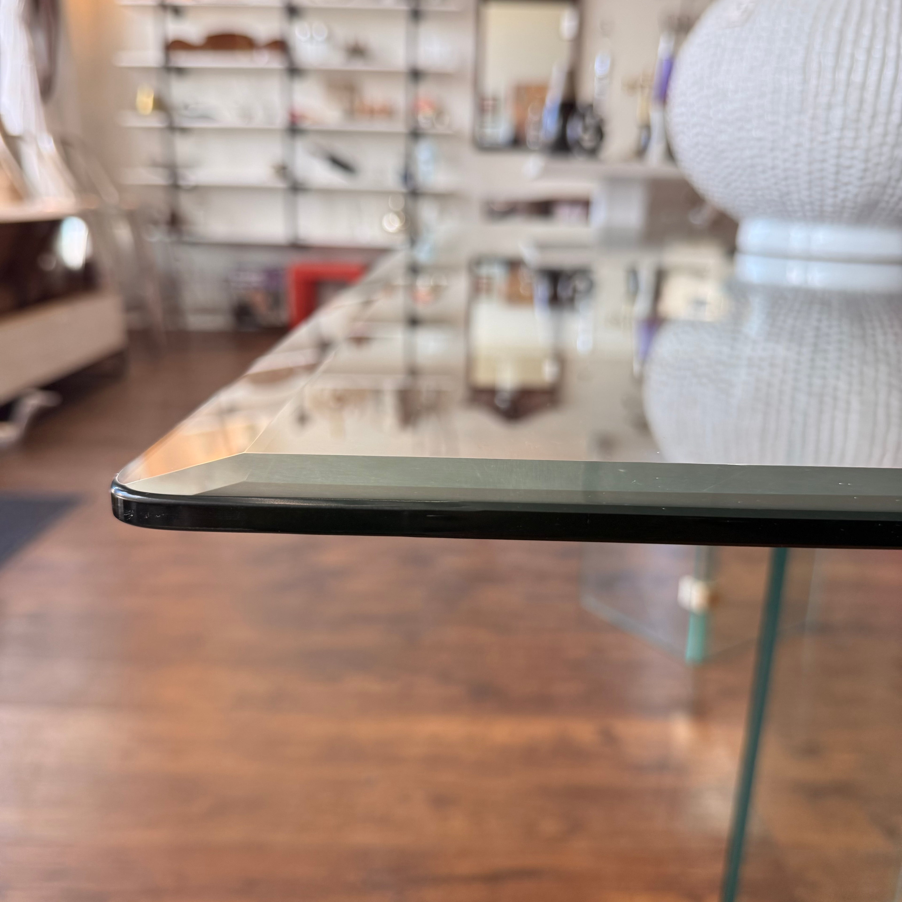 Glass Dining Table Leon Rosen Style for Pace Collection 1980's