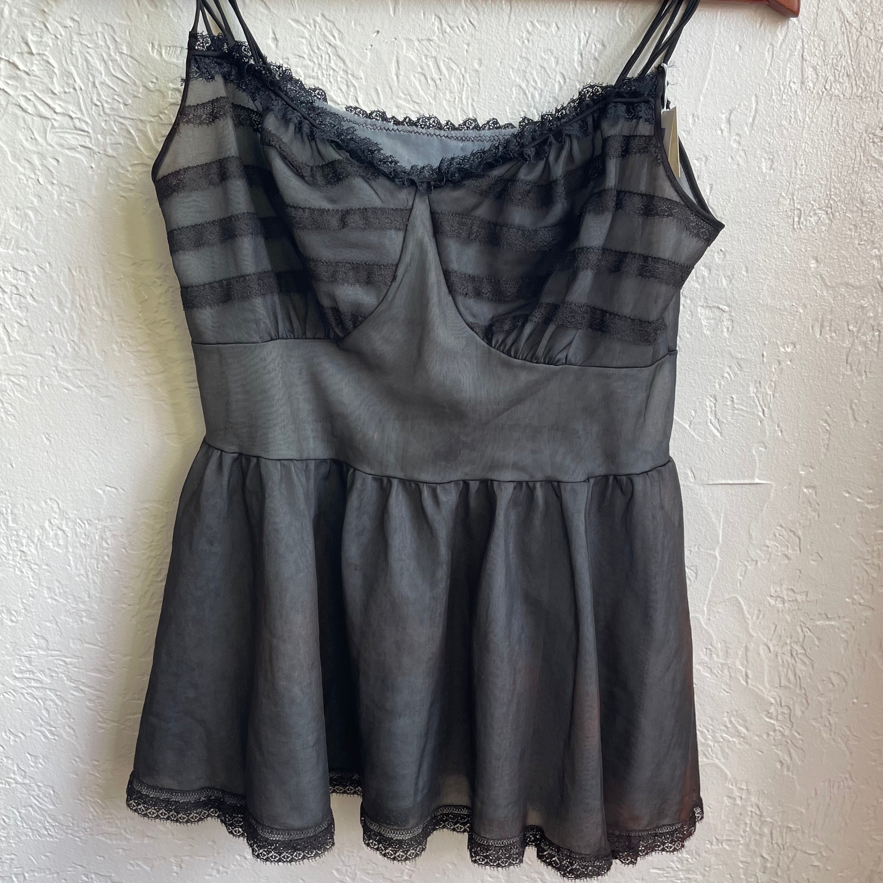Black Striped 60's Lingerie Top | 1 size