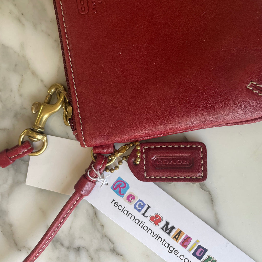 Coach Vintage Red Leather Wristlet