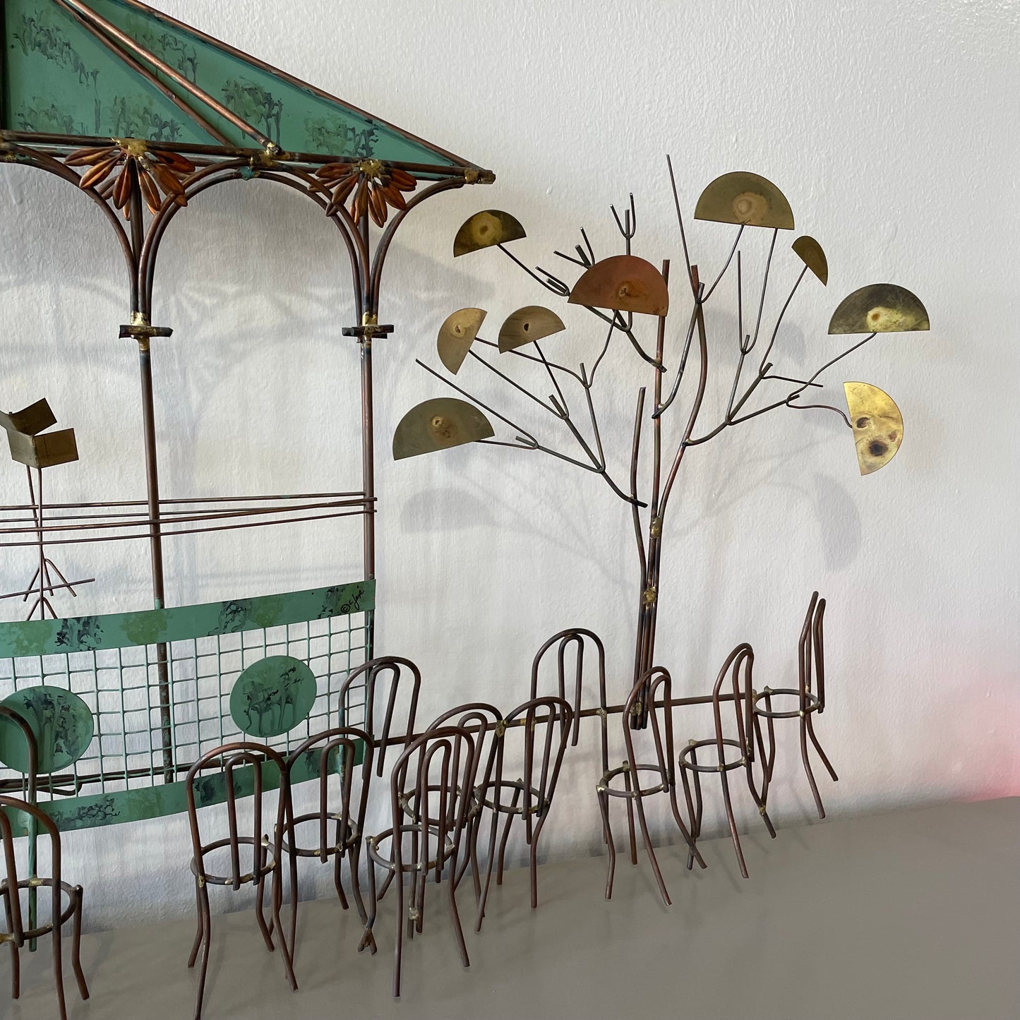 Curtis Jere Bandstand Gazebo Mid-Century Copper Wall Art Sculpture