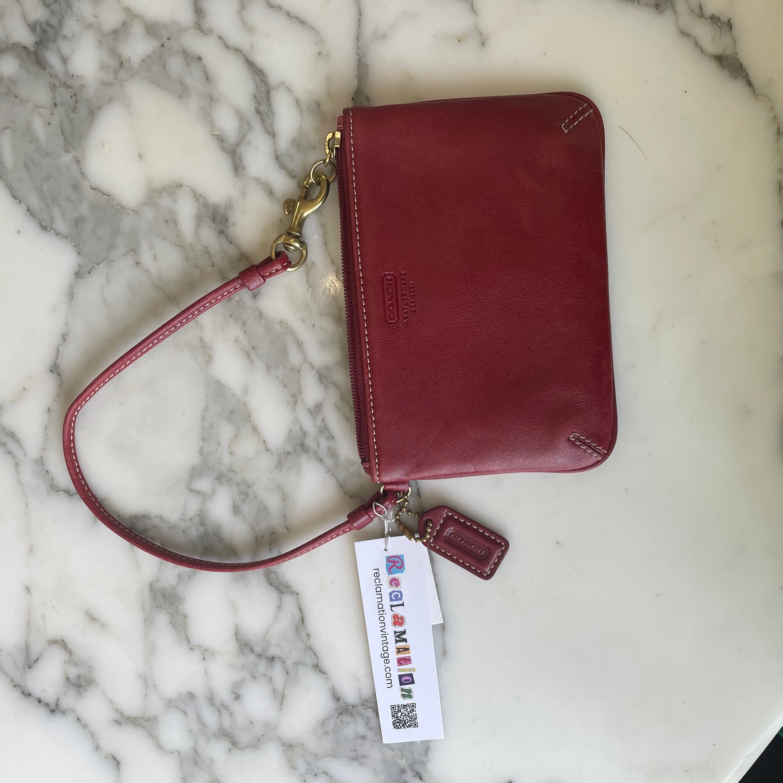Coach Vintage Red Leather Wristlet