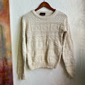 Vintage Cream Knit Cotton Pullover Sweater Small