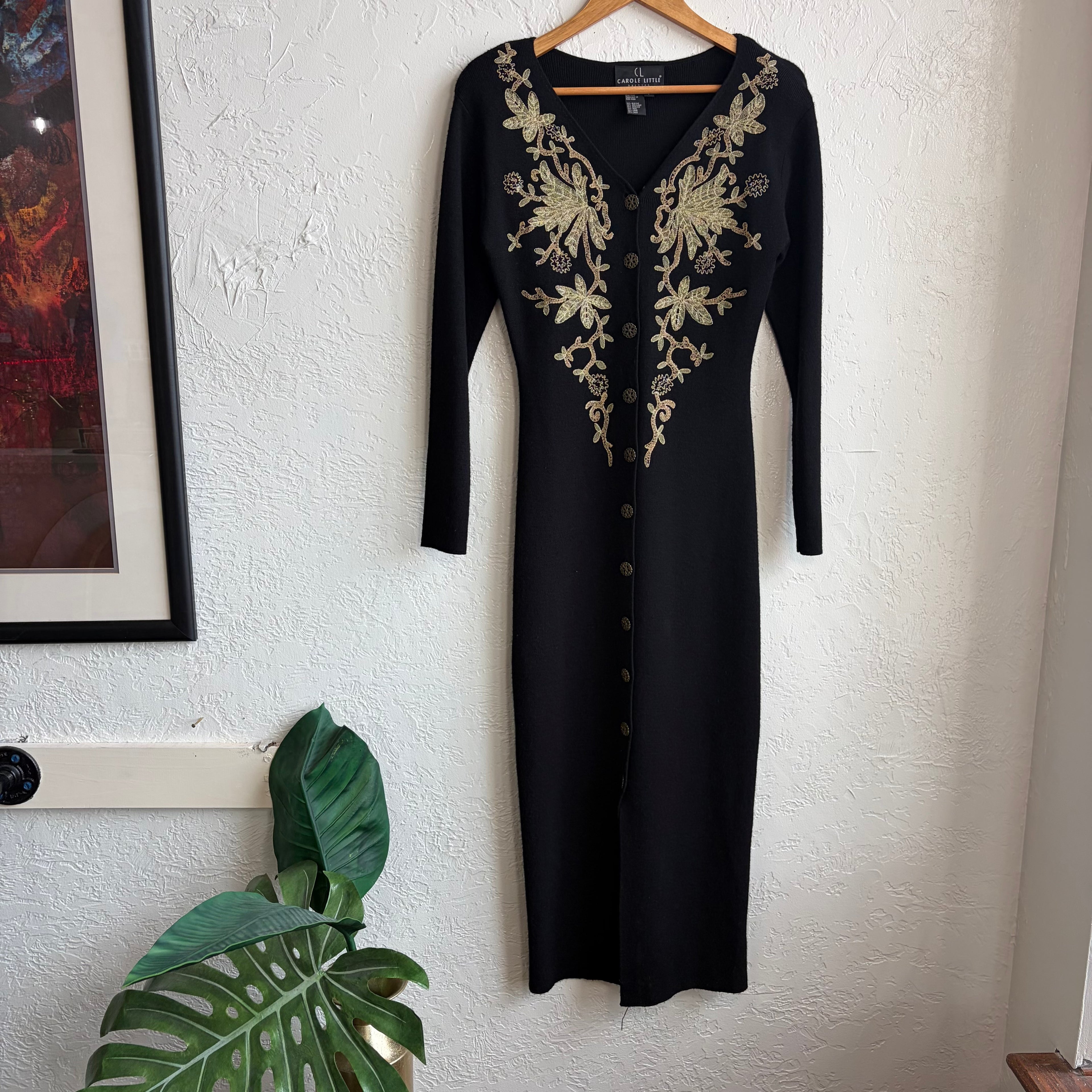 Carole Little Long Sleeve Sweater Dress | Petite Small