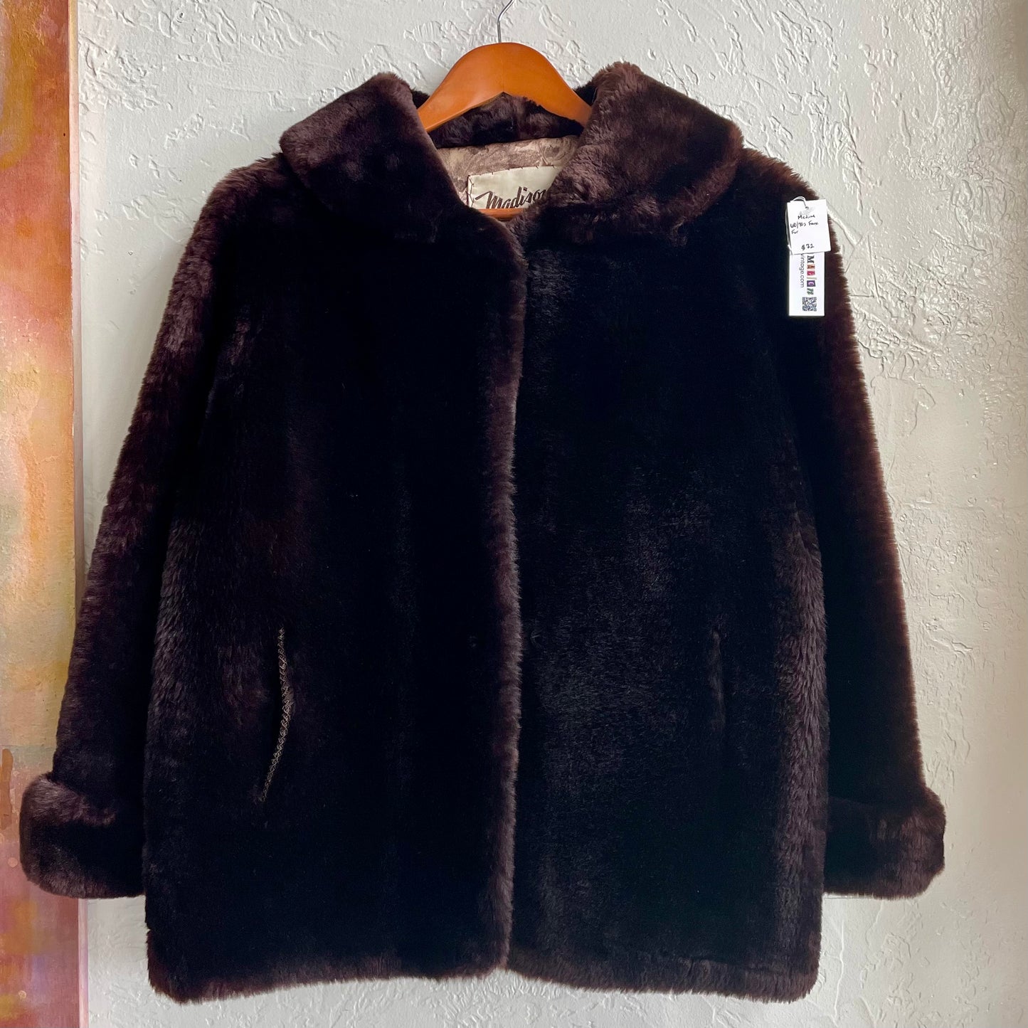 Deep Brown Faux Fur Short Coat 1960's/70's | Medium