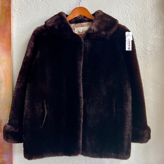 Deep Brown Faux Fur Short Coat 1960's/70's | Medium
