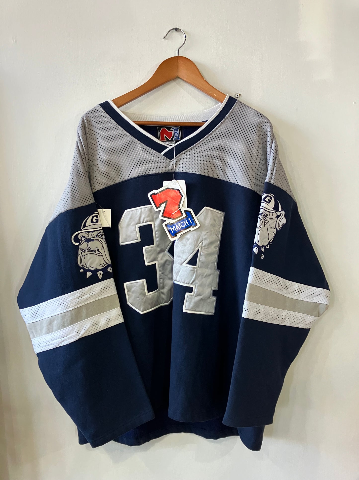 NWT Vintage Georgetown Hoyas Bulldog Logo Jersey Sportswear Match 1 90s XXL