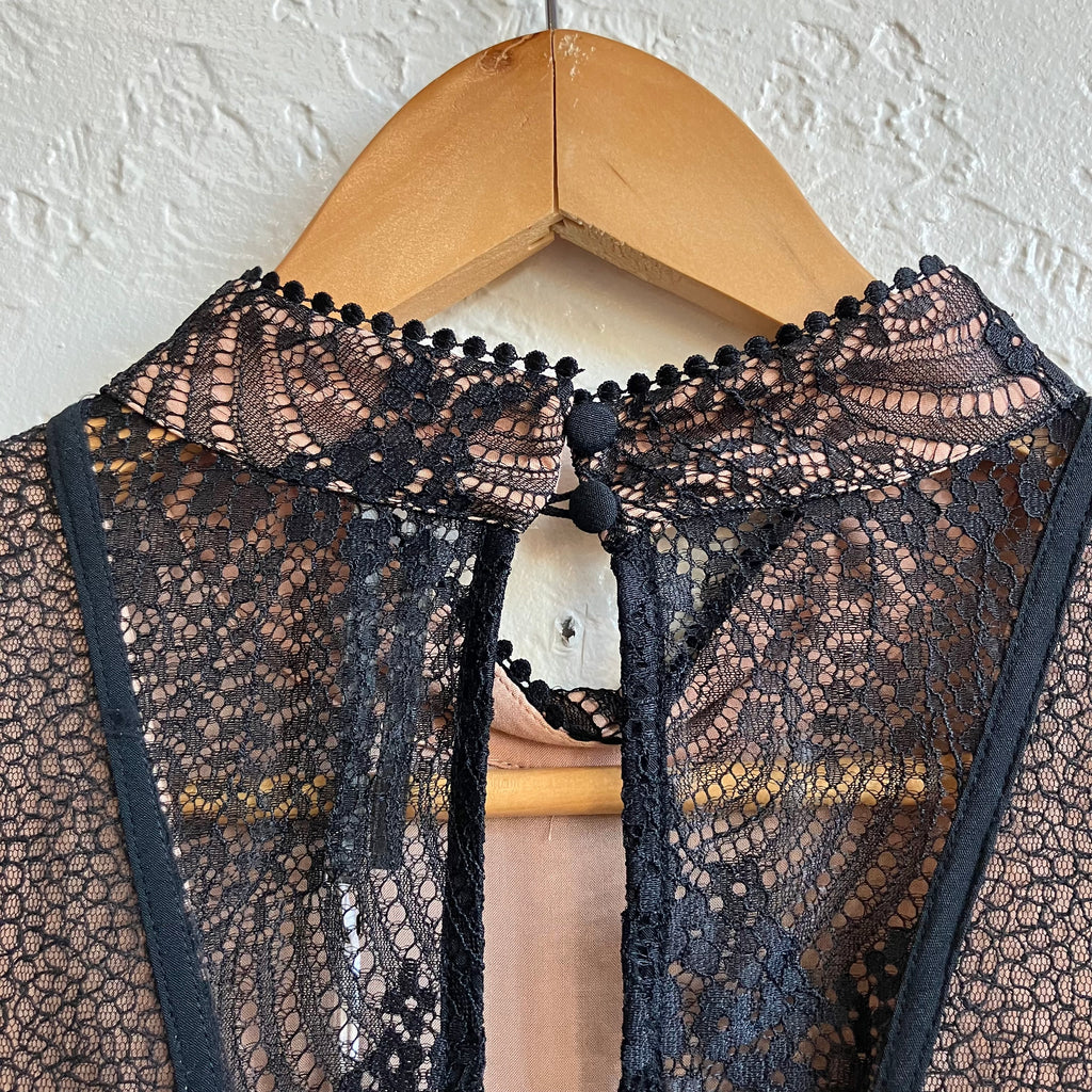 Anthropologie Structured Black Lace Overlay Dress Size 12