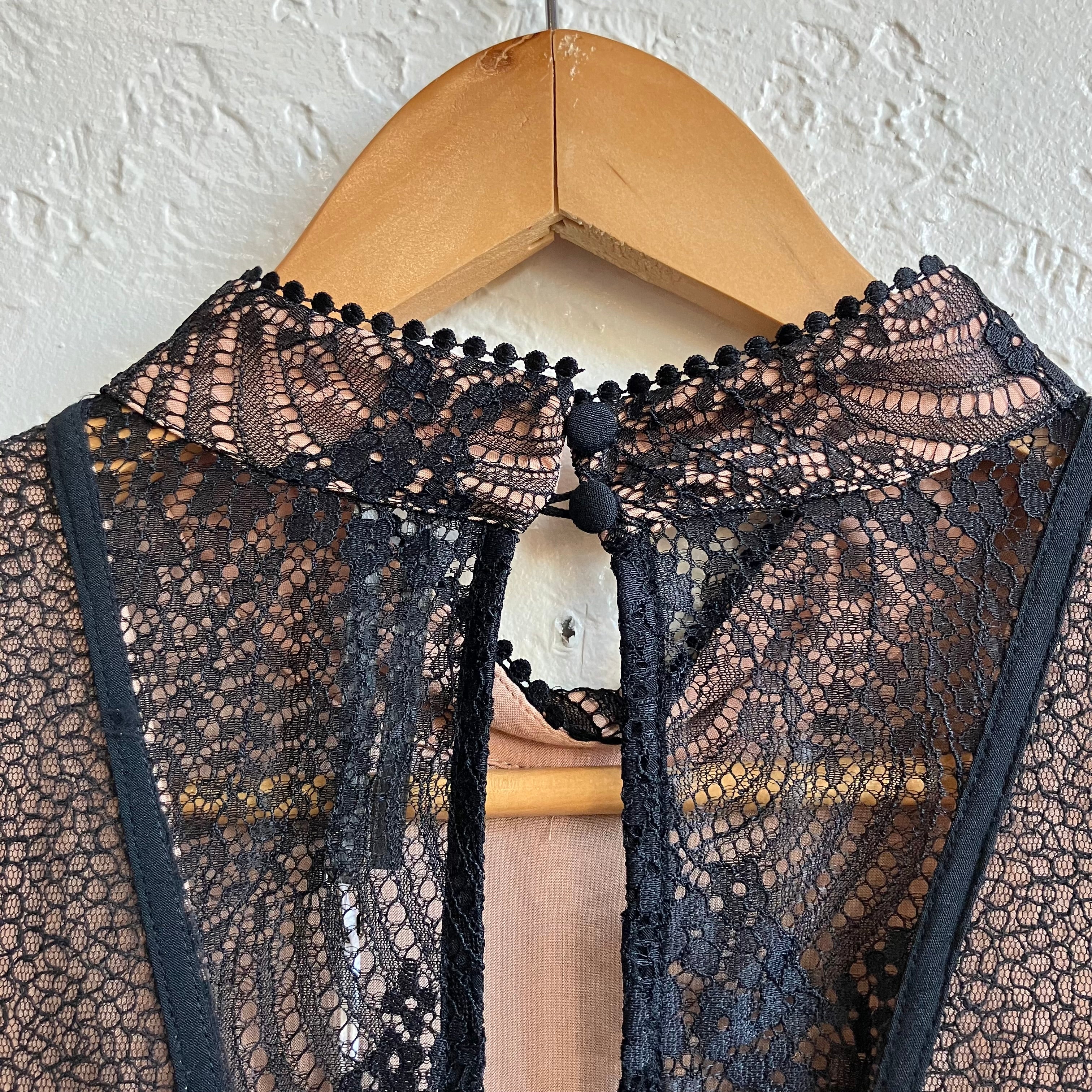 Anthropologie Structured Black Lace Overlay Dress Size 12