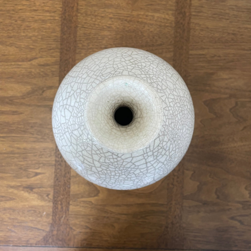 Raku Crackle Glaze Vase Signed 12" 1990