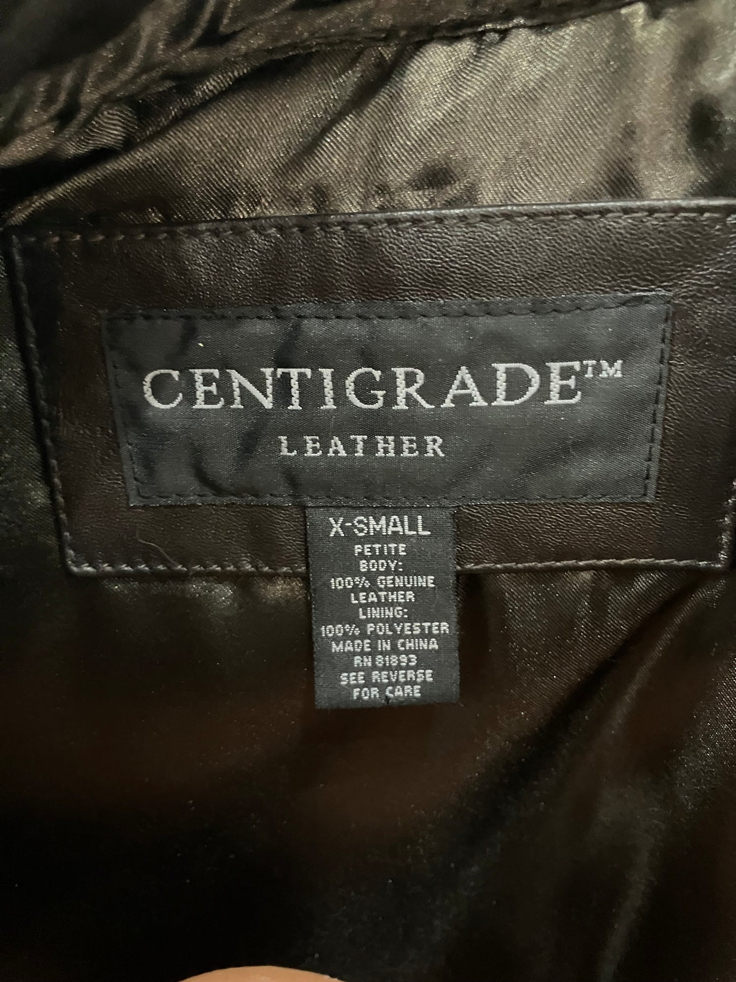 Centigrade Leather Black Trench  Coat XS