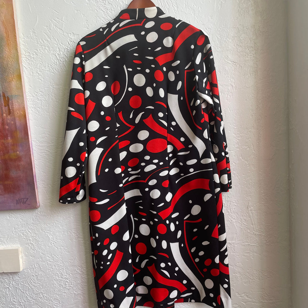 Red & Black Vintage 70’s Midi Multi Design Dress | XL