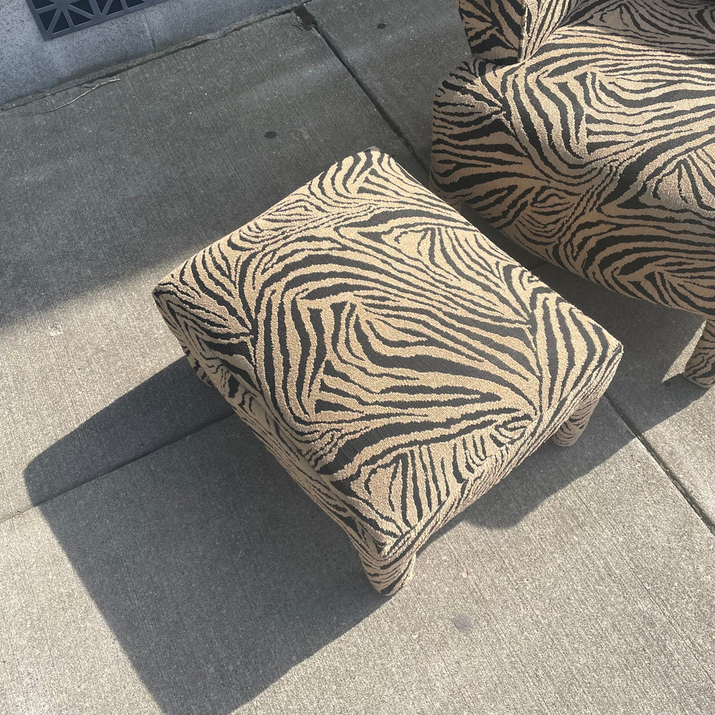 Zebra Print Lounge Chair and Ottoman Set