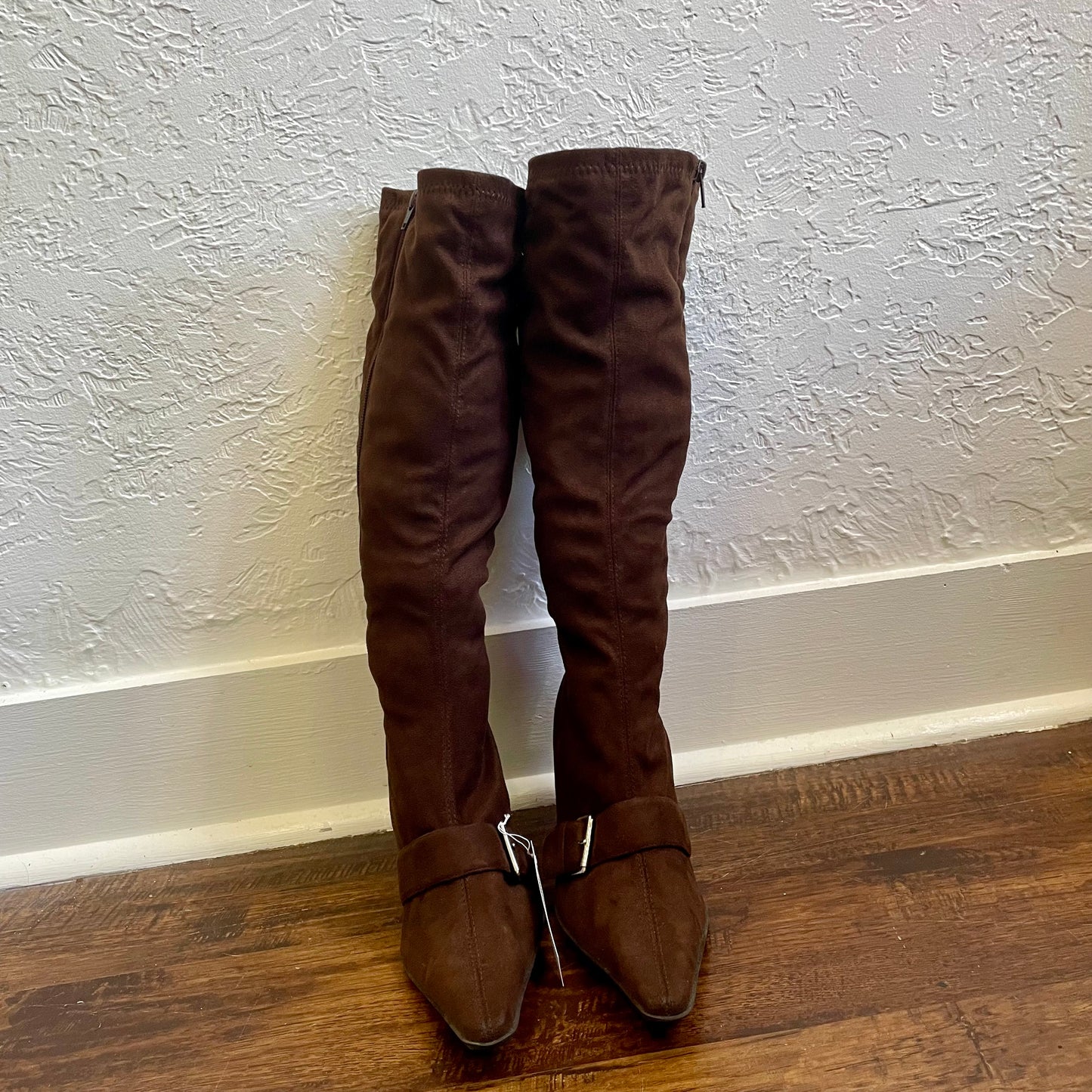 Y2K Calf Dark Chocolate Cloth Buckled Booties | Size 10
