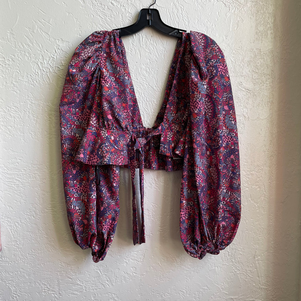 Paisley Ballon Sleeve Tie Top | Medium
