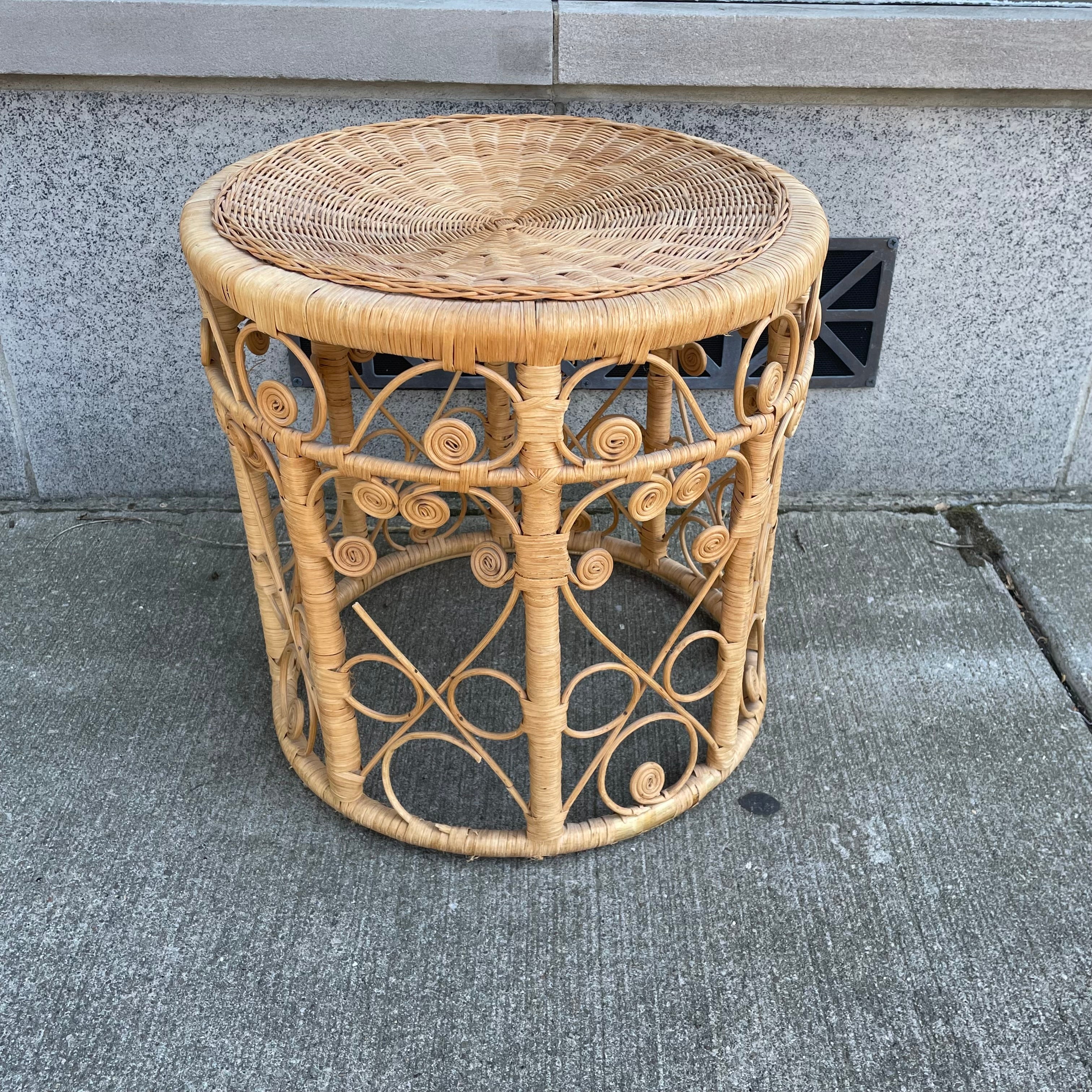 Round Rattan Wicker Plant Stand