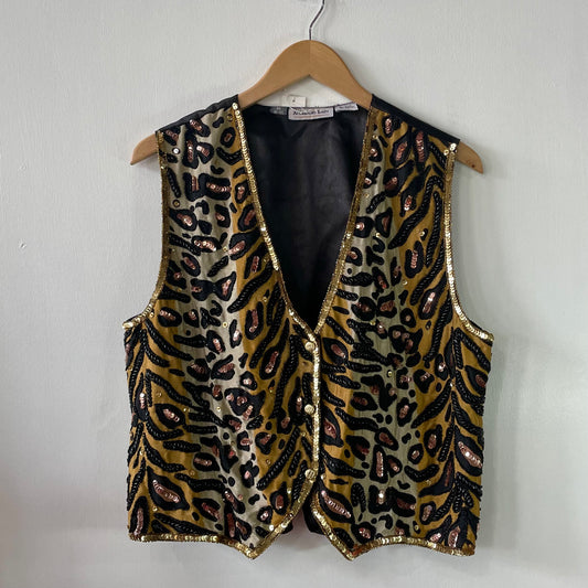 1990’s Cheetah Silk Sequin Vest