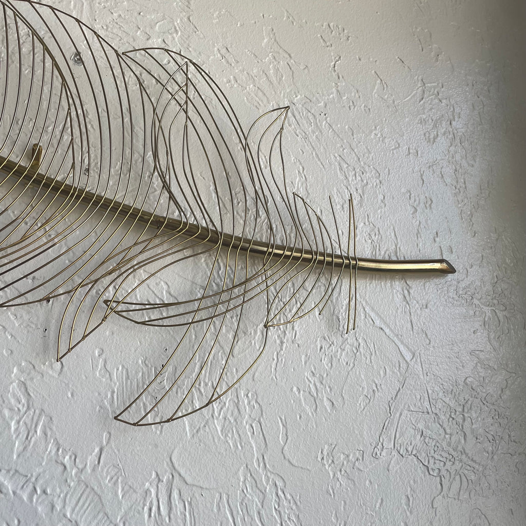 Brass Wire Large Leaf Wall Sculpture