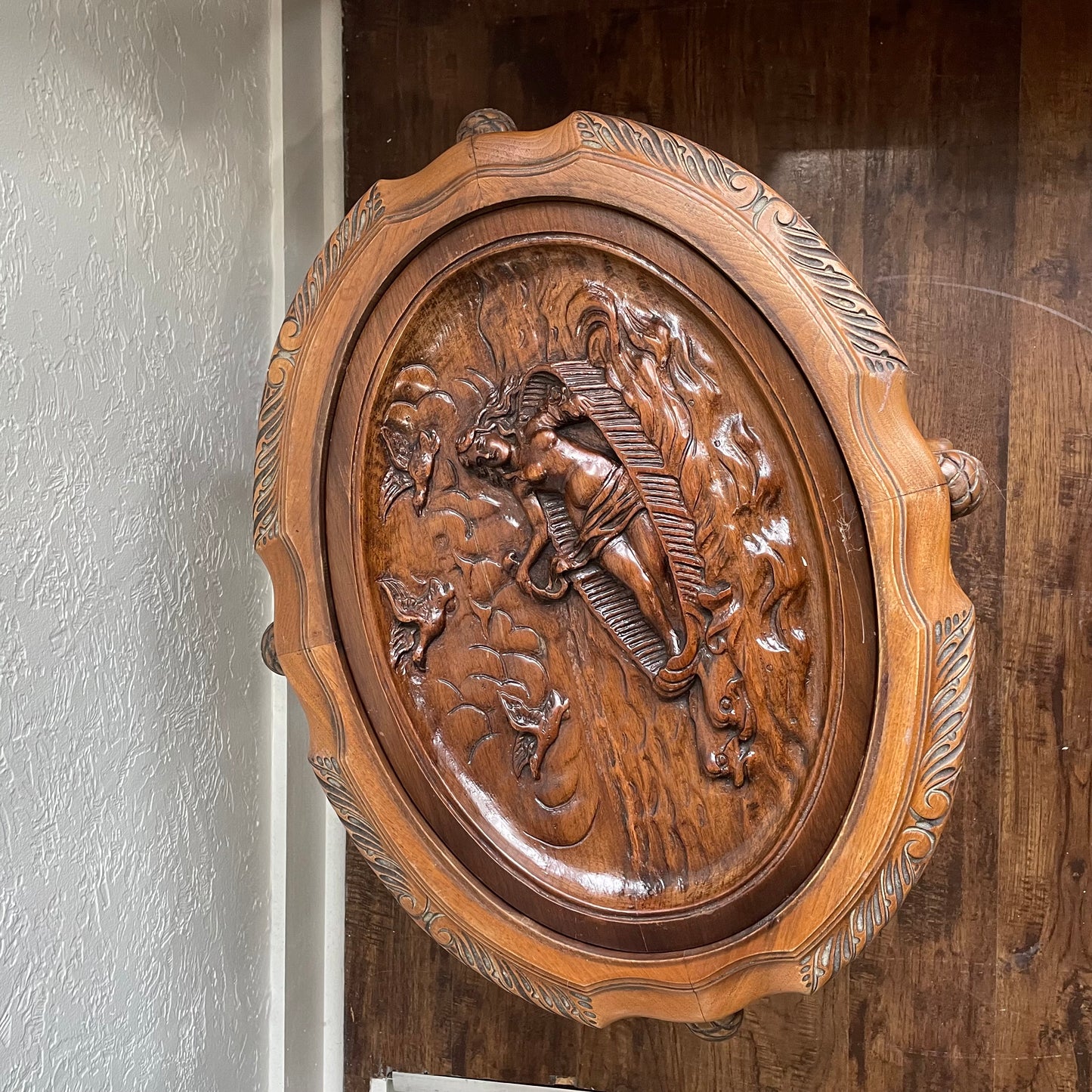 Antique 20th Century Wood Carved French Baroque Tea Tray Table