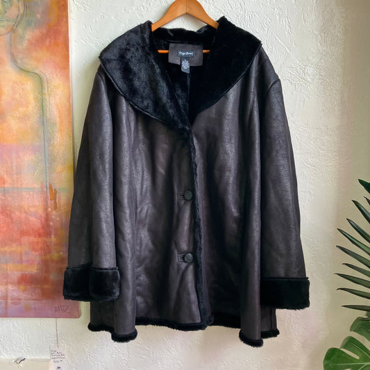 Black Faux Leather Oversize Coat Jacket 5X