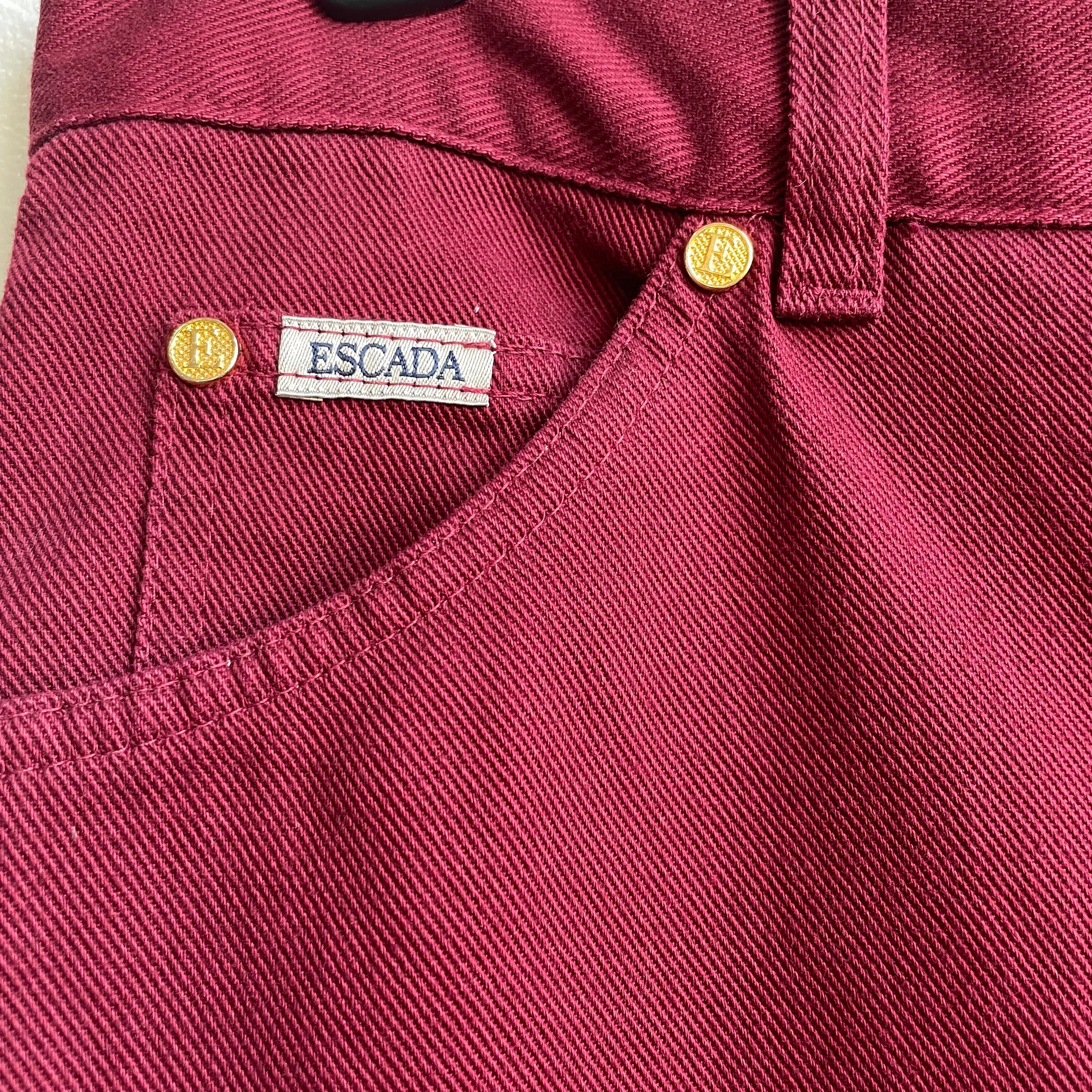 Escada 1990’s High Waisted Burgundy Jeans | 8/ Medium