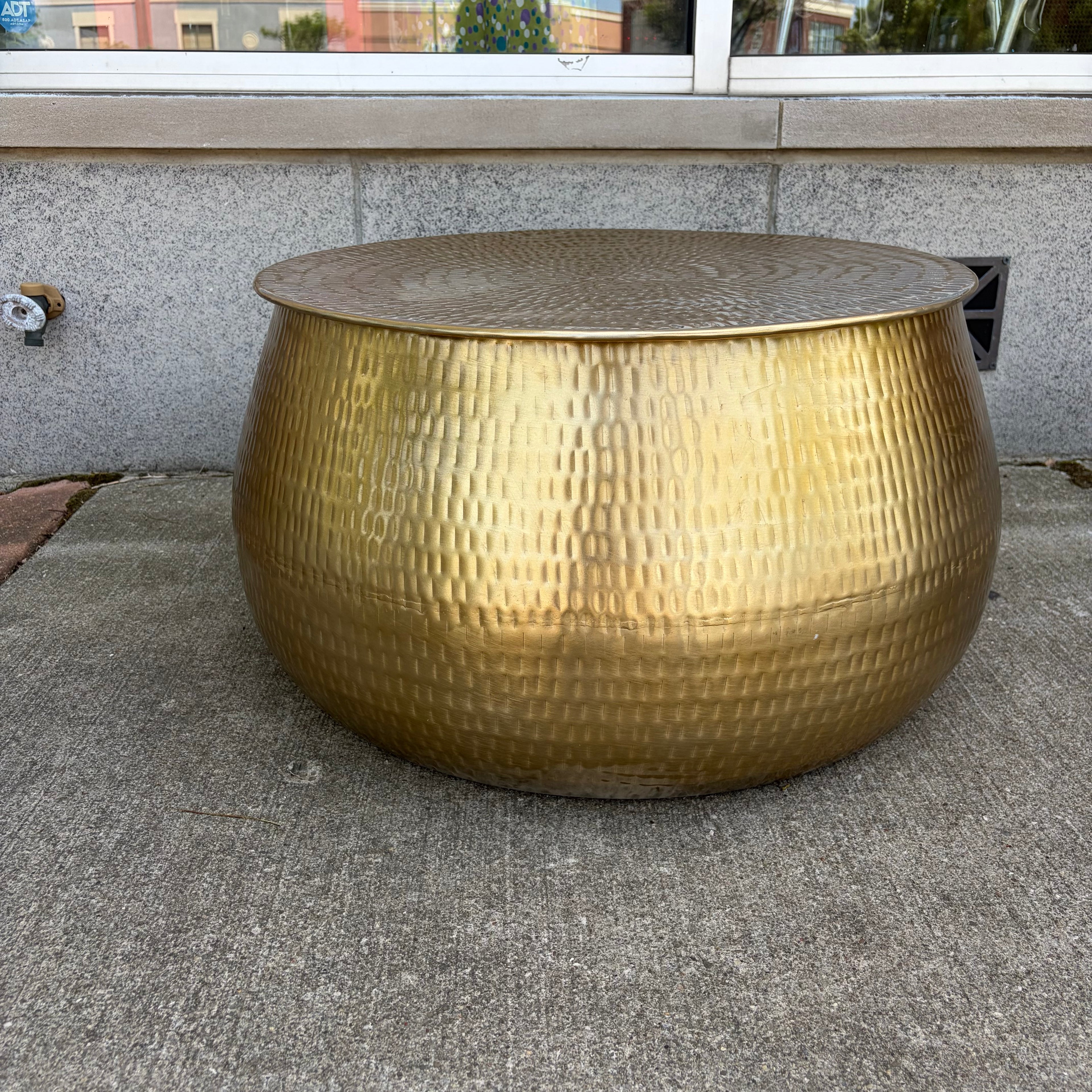 Gold Hammered Metal Coffee Table with Storage