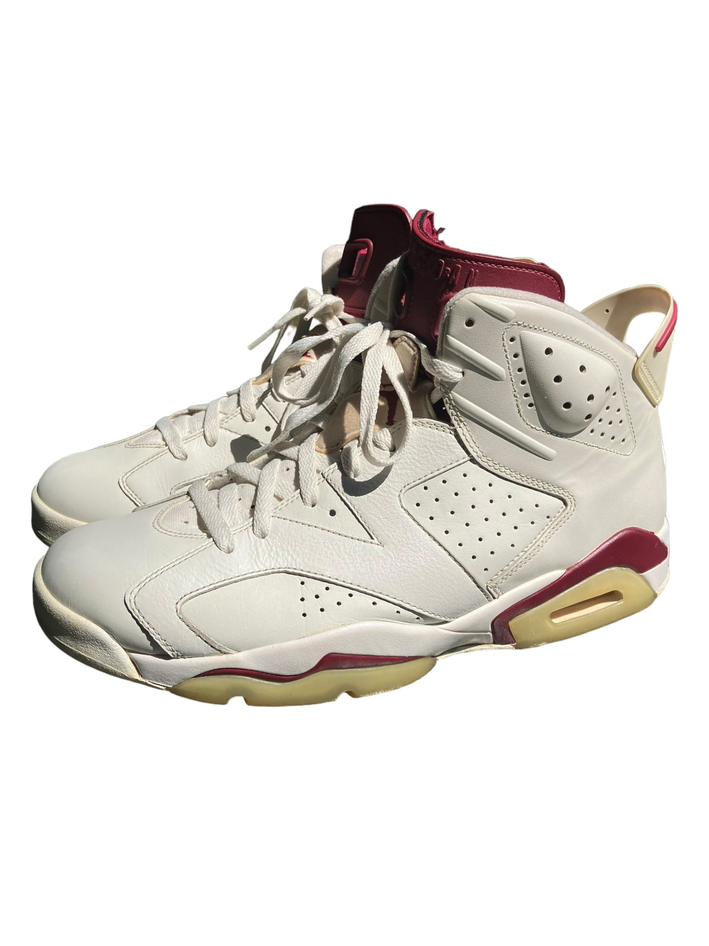 NIKE AIR JORDAN VI 6 RETRO SIZE 12 OFF WHITE MAROON