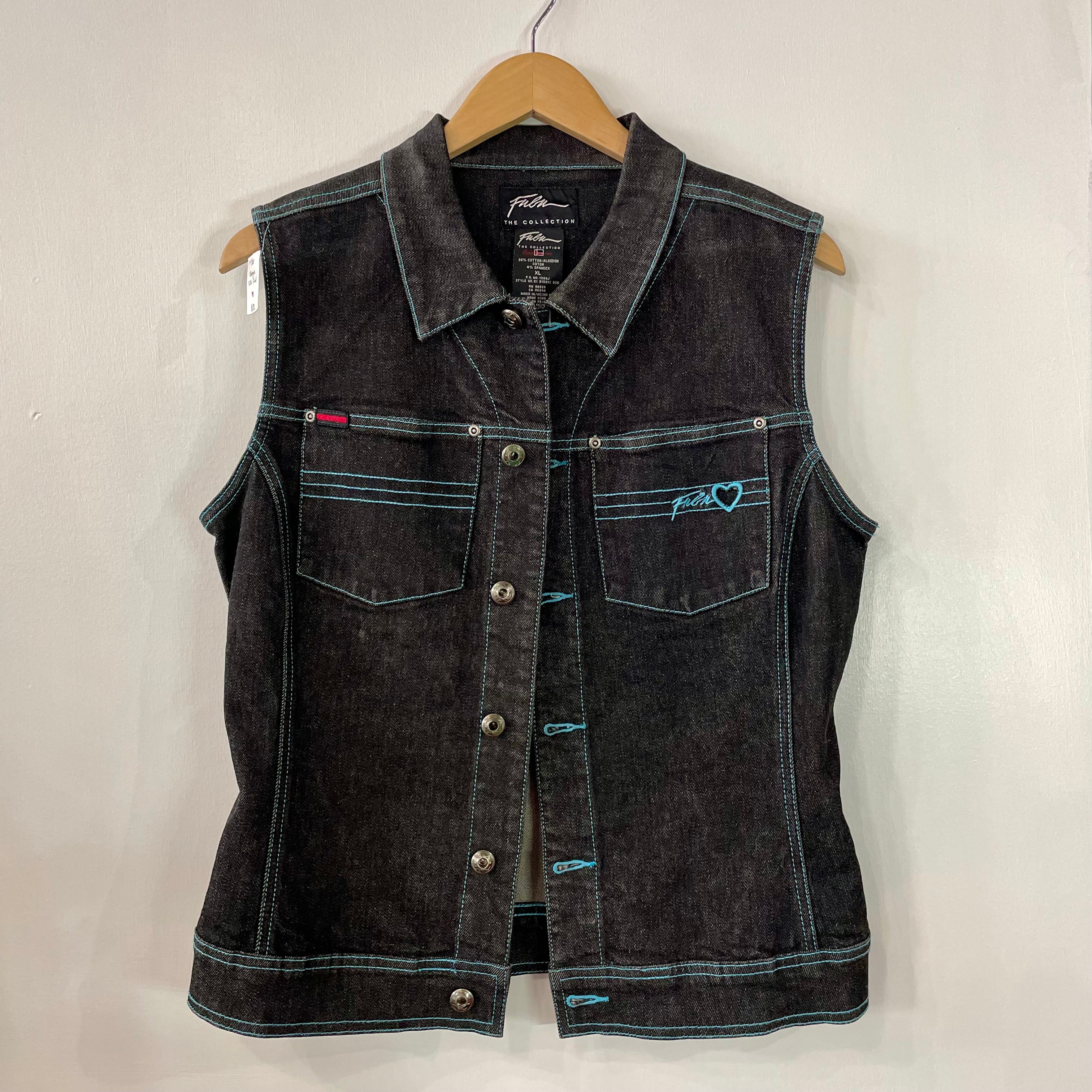 Y2K Fubu Denim Vest XLarge XL